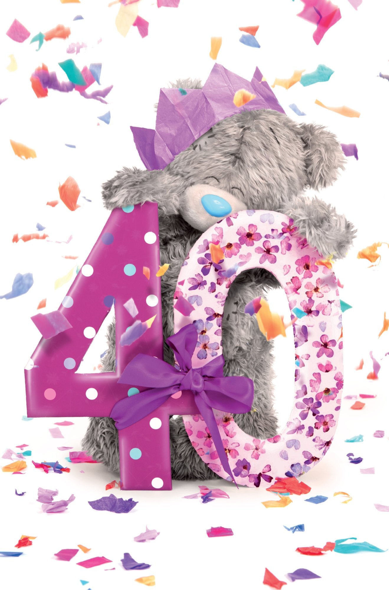 Photograph of 40th Birthday Bear Confetti Greetings Card at Nicole's Shop