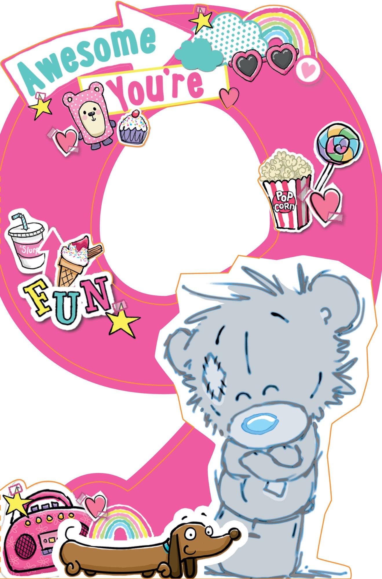 Photograph of Awesome You're 9 Bear Birthday Greetings Card at Nicole's Shop