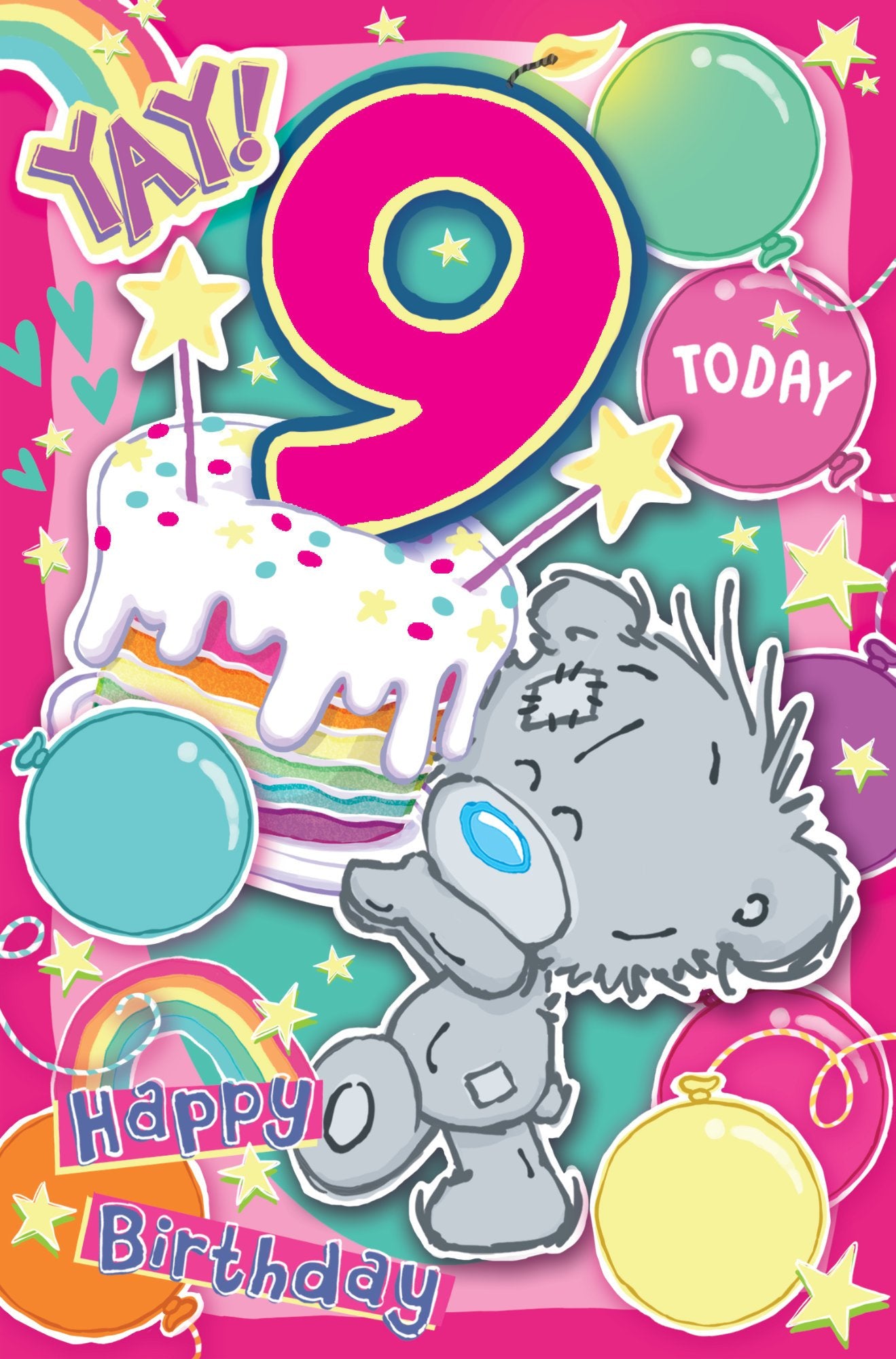 Photograph of 9th Birthday Teddy Cake Greetings Card at Nicole's Shop