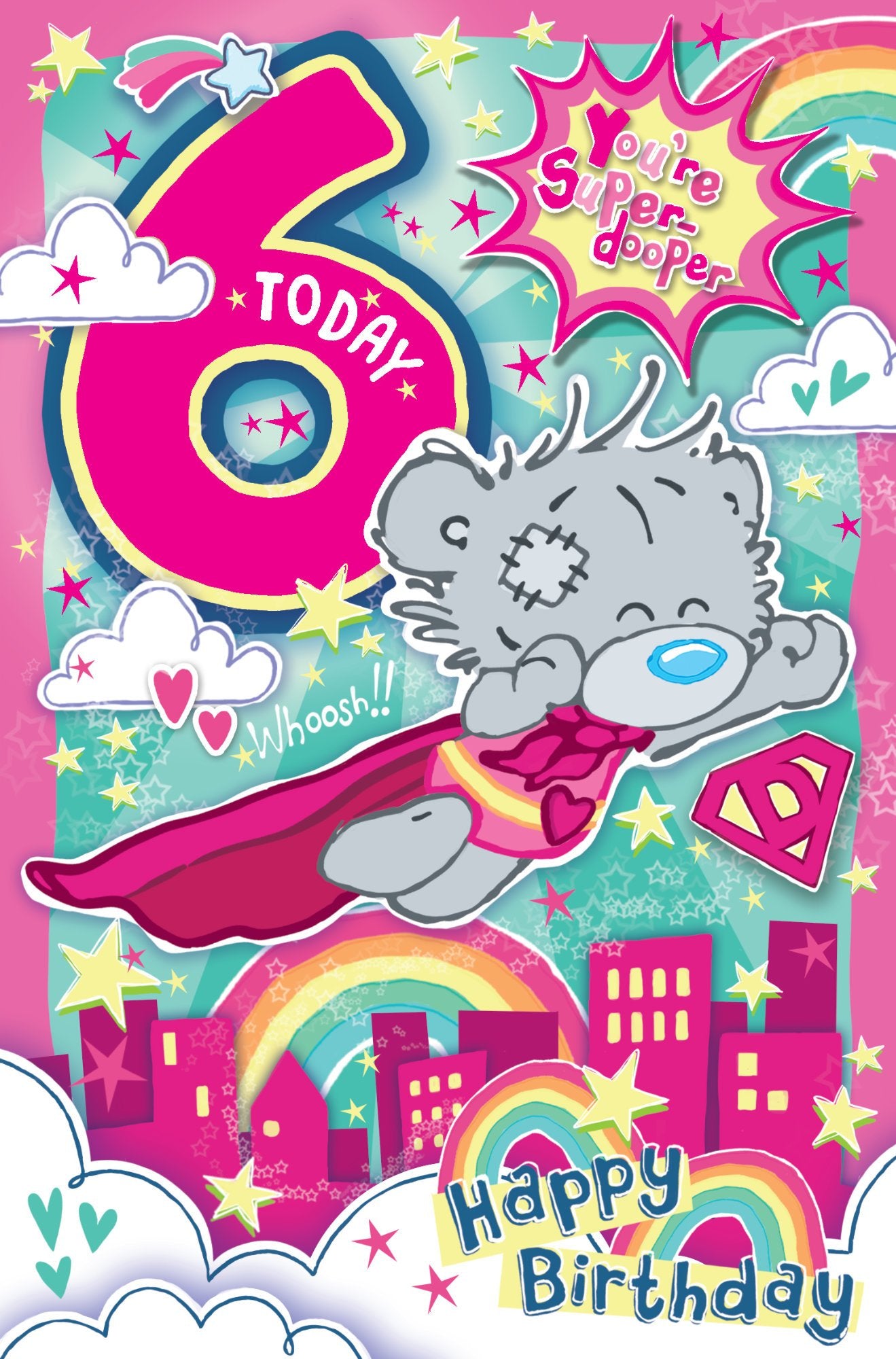 Photograph of 6th Birthday Super Teddy Greetings Card at Nicole's Shop