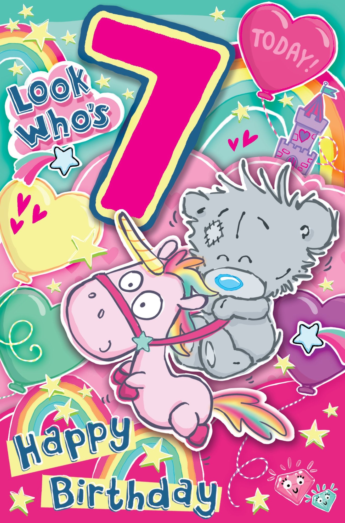 Photograph of 7th Birthday Teddy Unicorn Greetings Card at Nicole's Shop