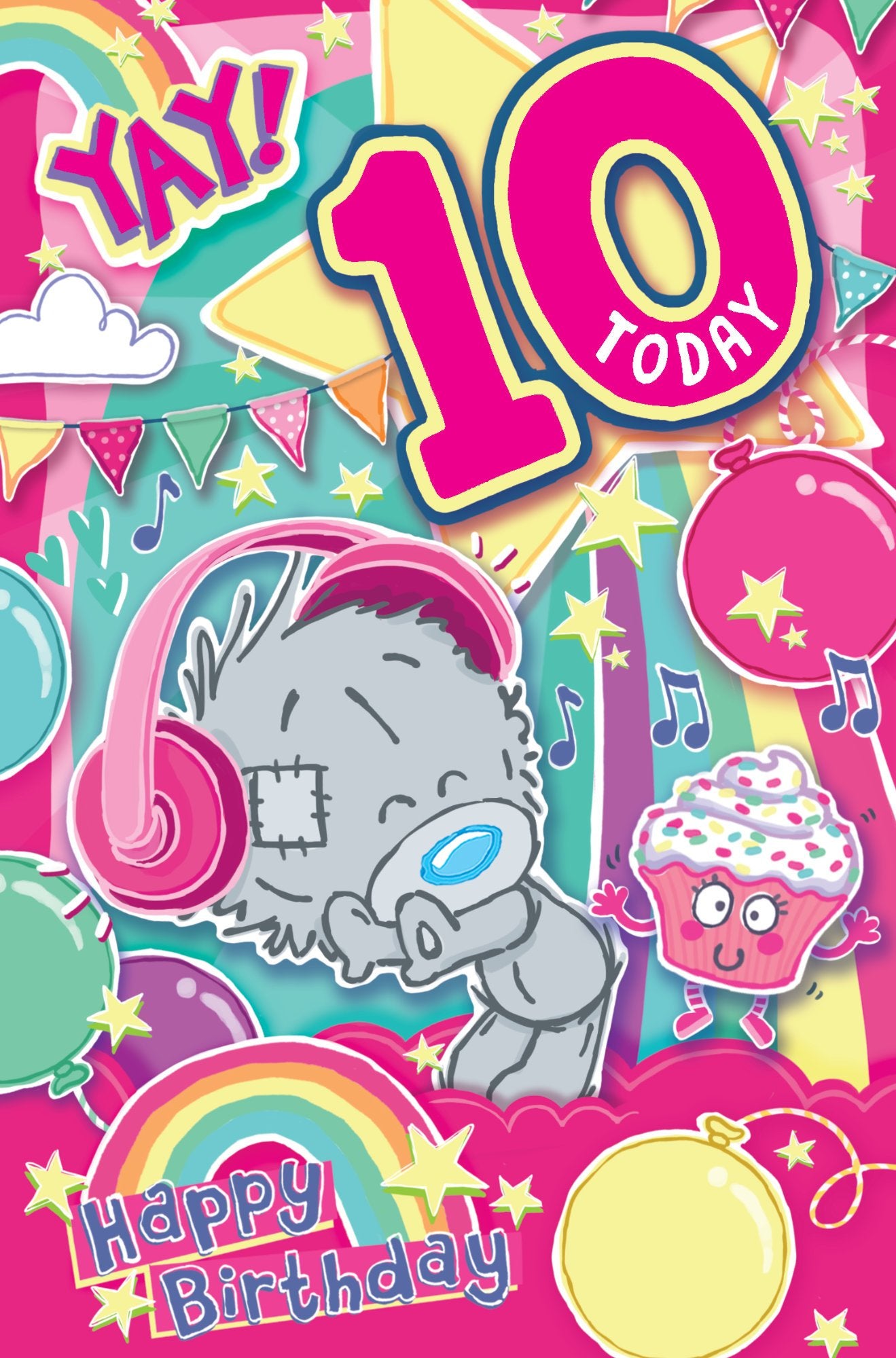 Photograph of 10th Birthday Teddy DJ Greetings Card at Nicole's Shop