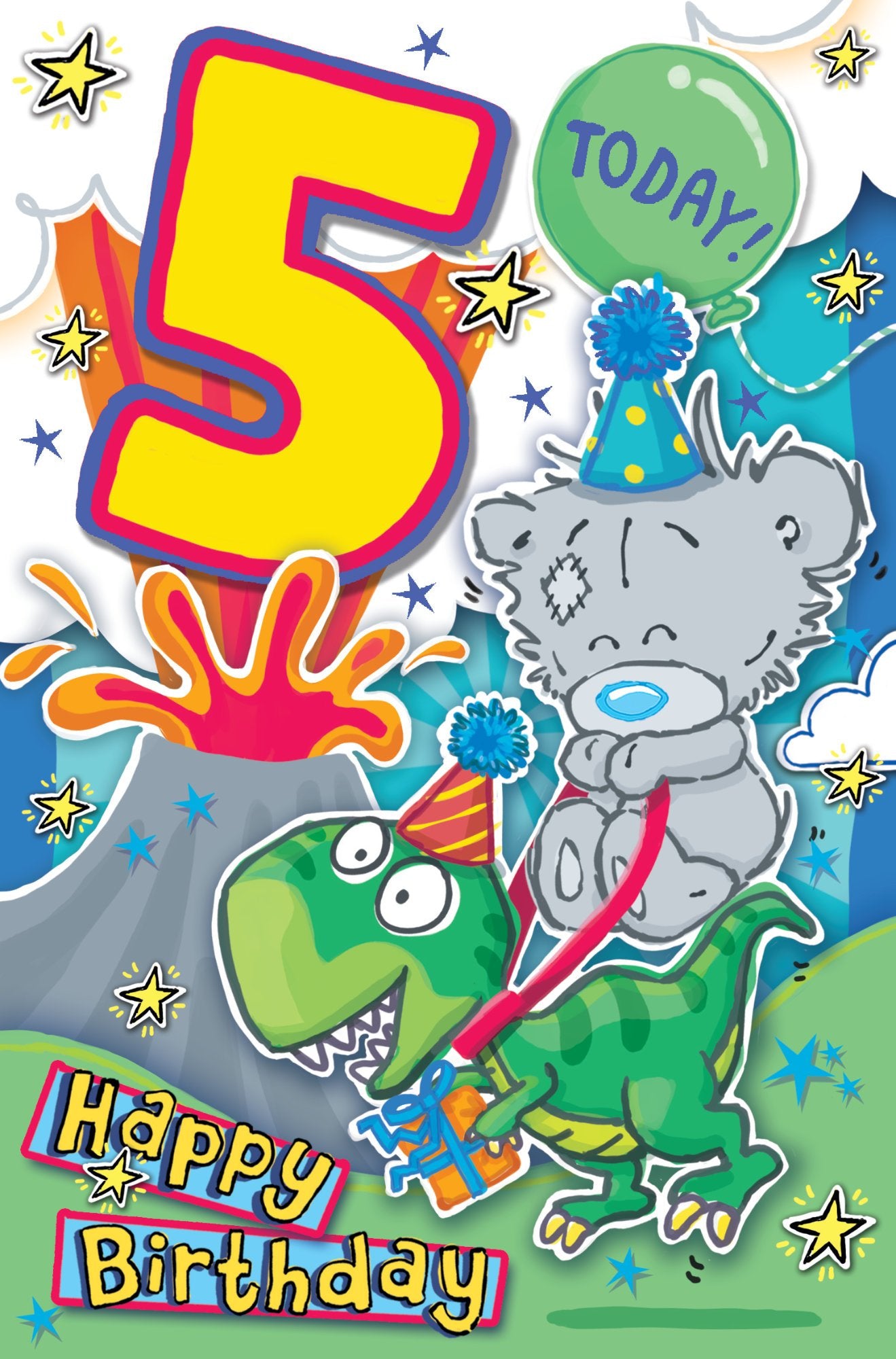 Photograph of 5th Birthday Teddy Dinosaur Greetings Card at Nicole's Shop