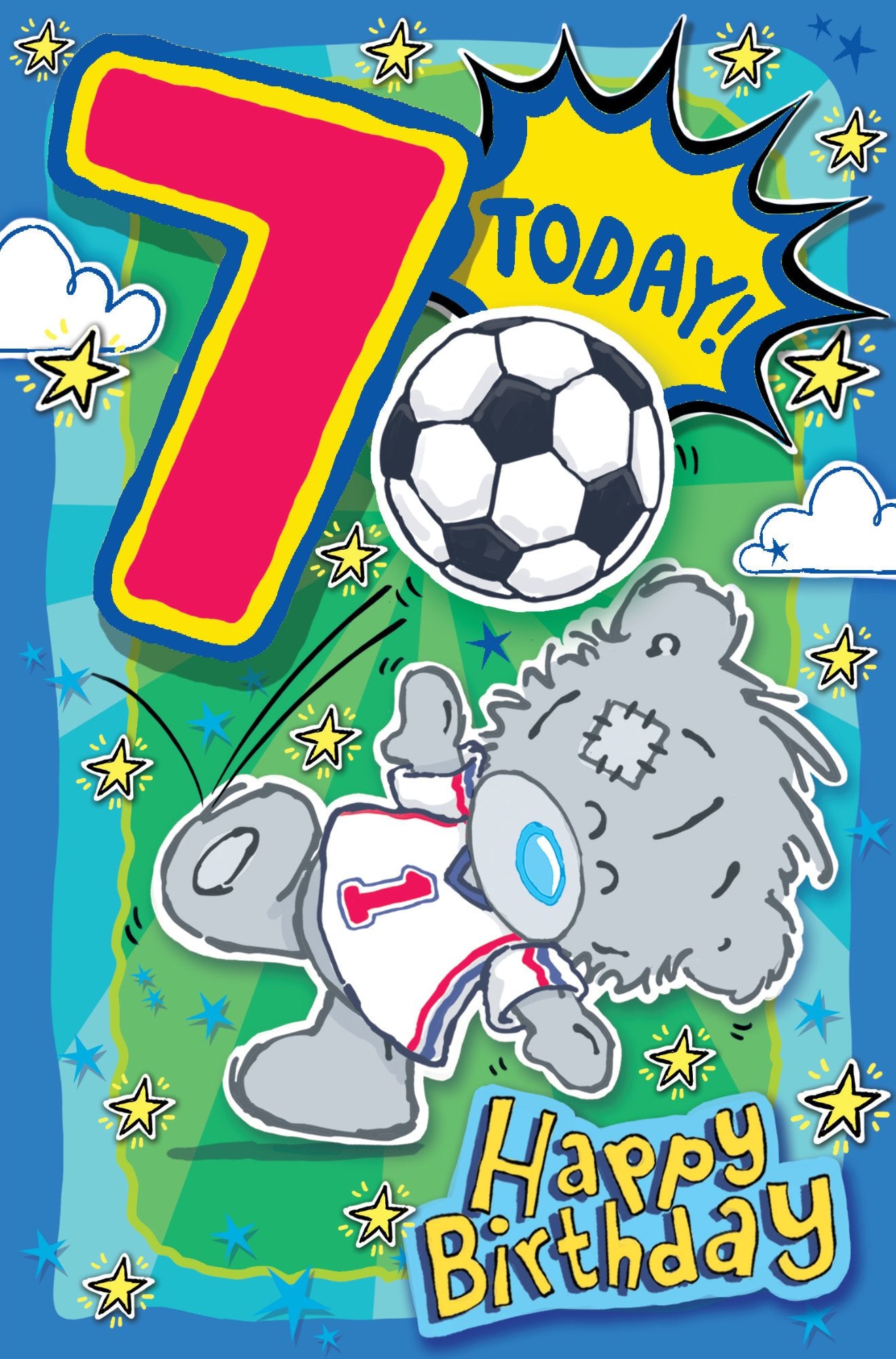 Photograph of 7th Birthday Football Teddy Greetings Card at Nicole's Shop