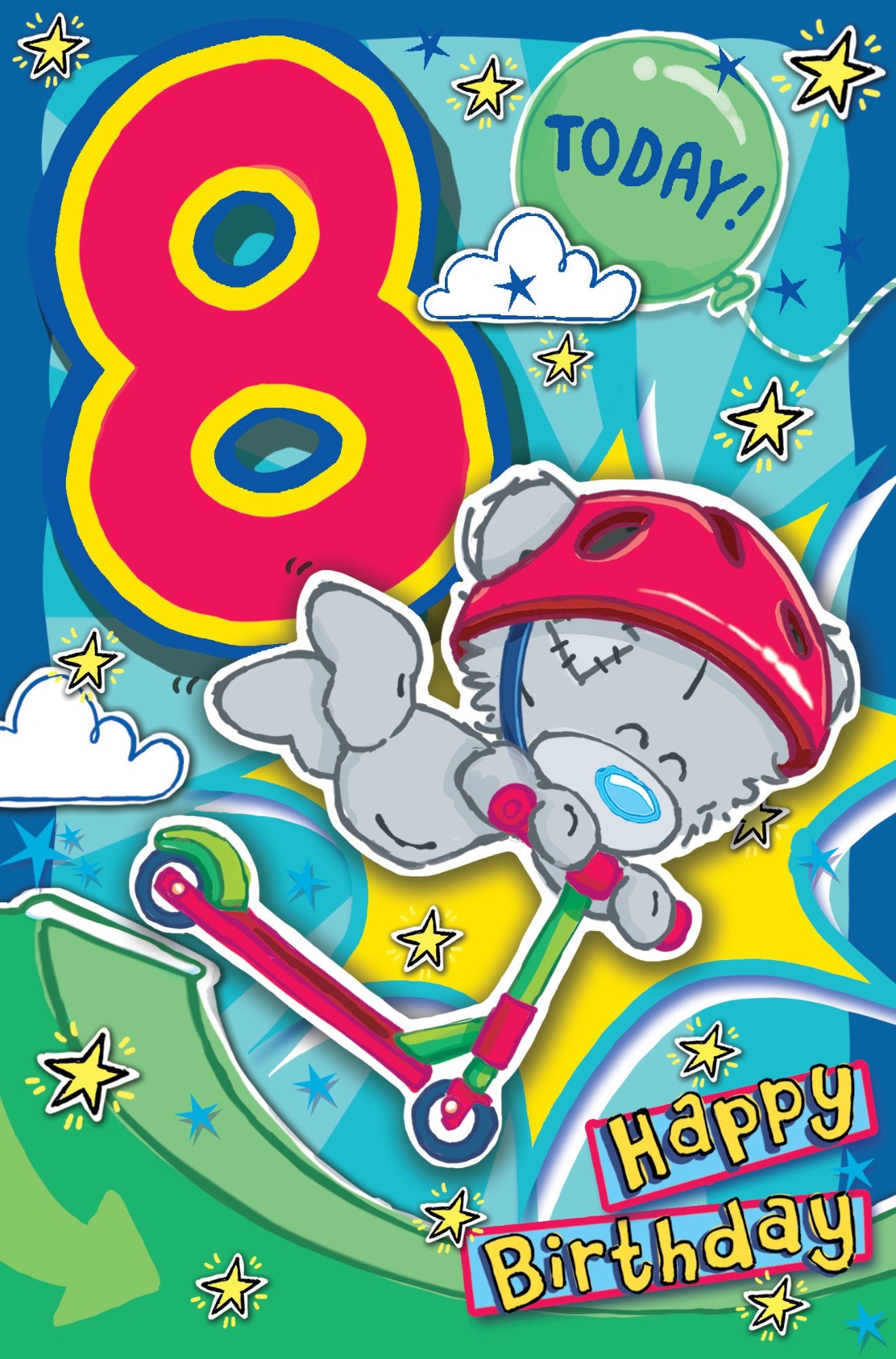 Photograph of 8th Birthday Boy Teddy Skate Greetings Card at Nicole's Shop