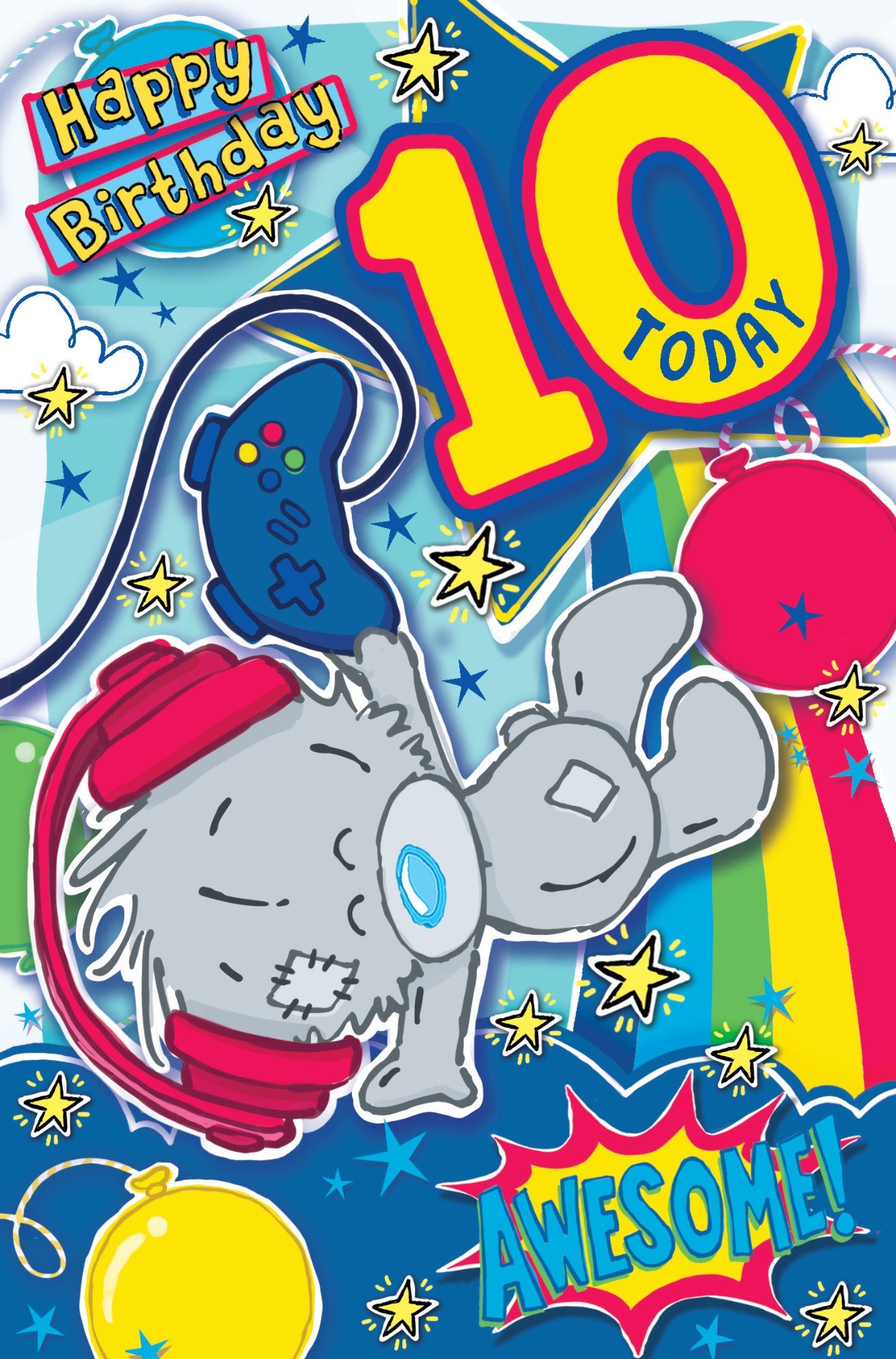 Photograph of 10th Birthday Teddy Gamer Greetings Card at Nicole's Shop
