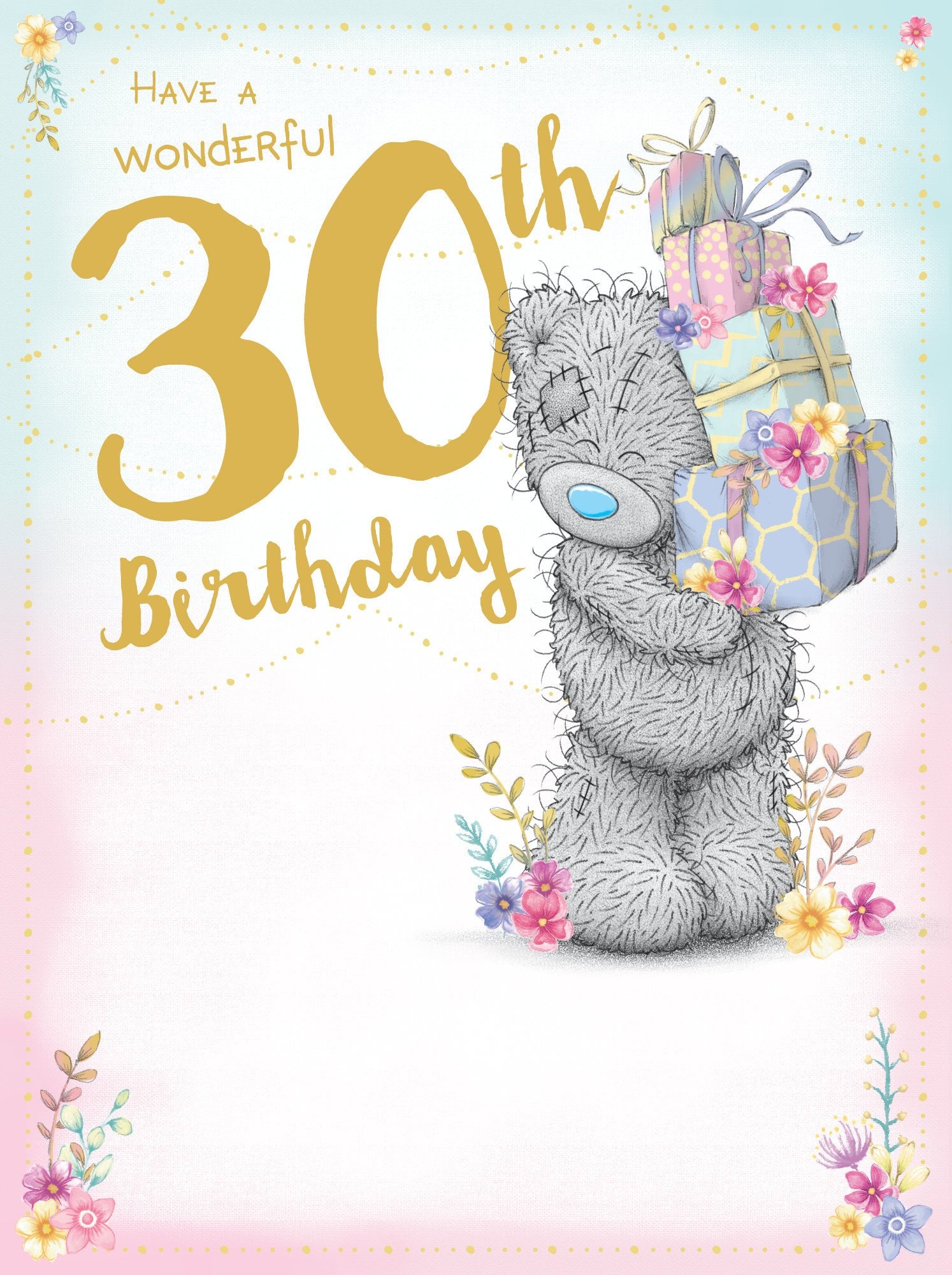 Photograph of 30th Birthday Teddy Presents Greetings Card at Nicole's Shop