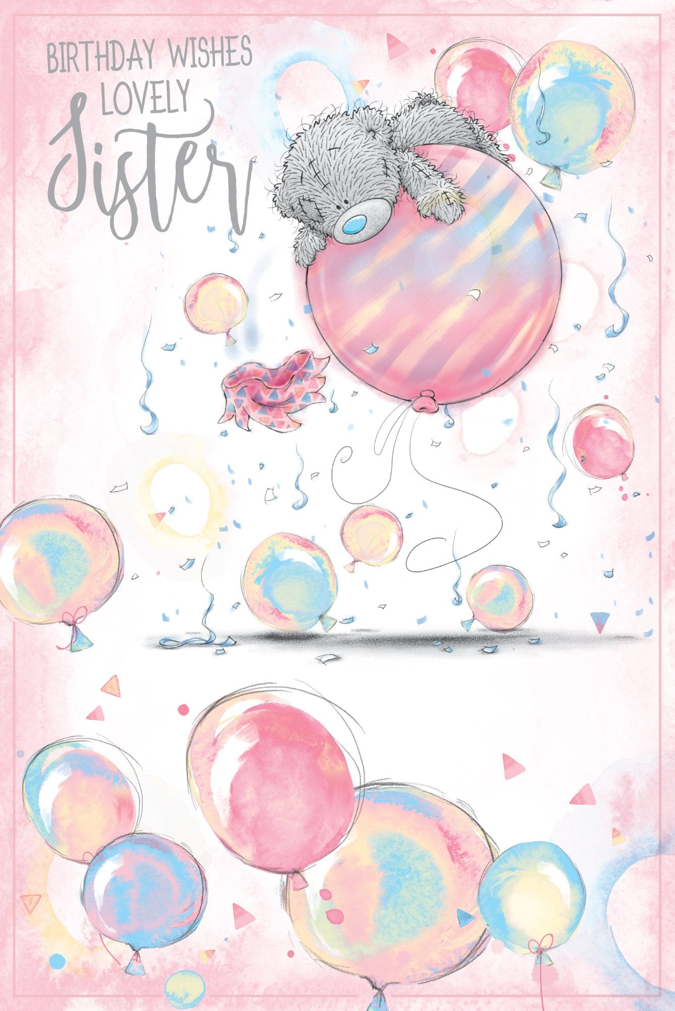 Photograph of Sister Birthday Teddy Balloons Greetings Card at Nicole's Shop