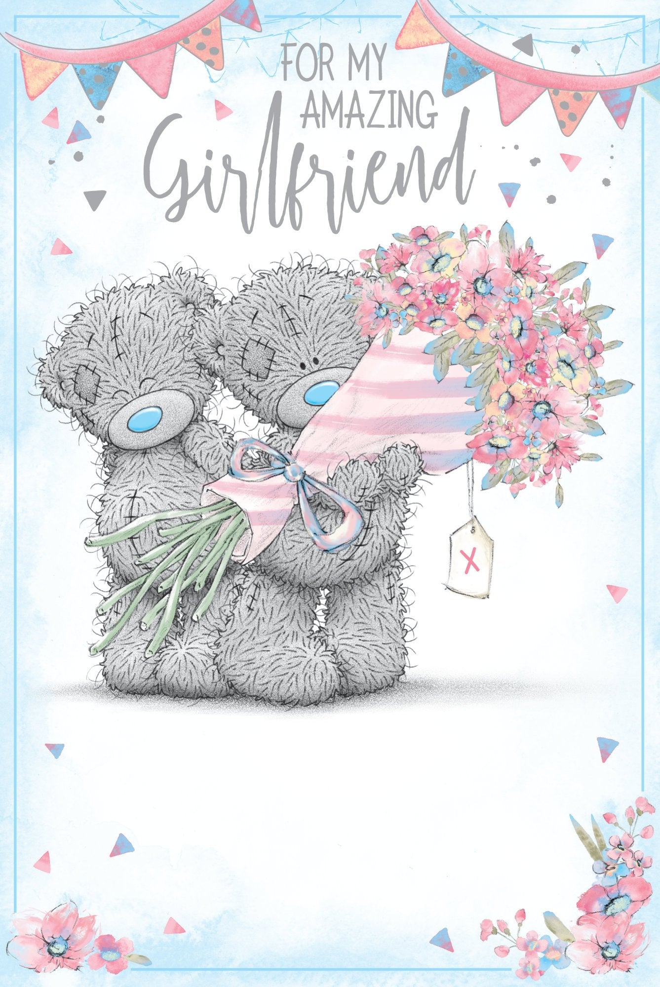 Photograph of Girlfriend Birthday Teddies Flowers Greetings Card at Nicole's Shop