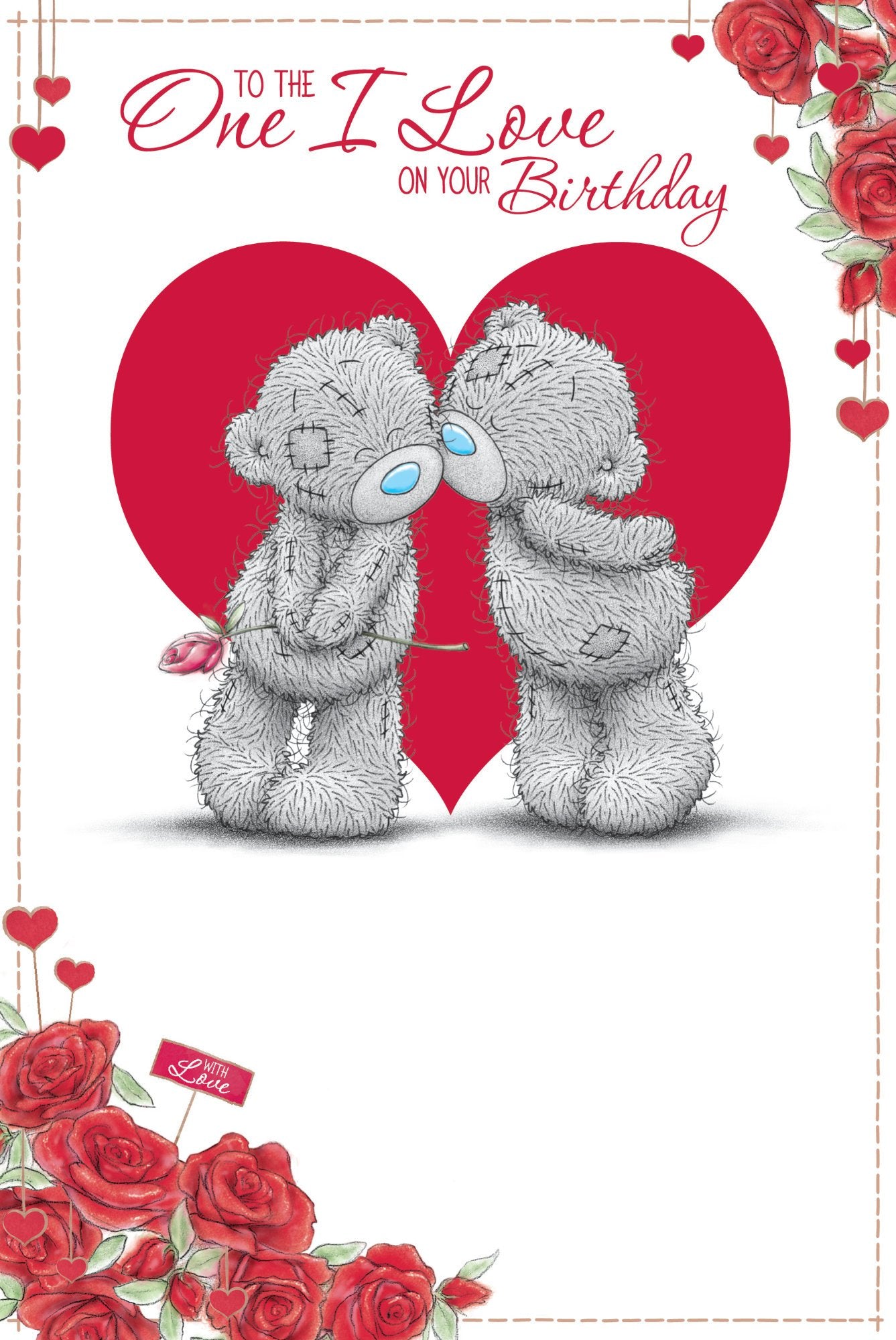 Photograph of One I Love Birthday Teddies Kiss Greetings Card at Nicole's Shop