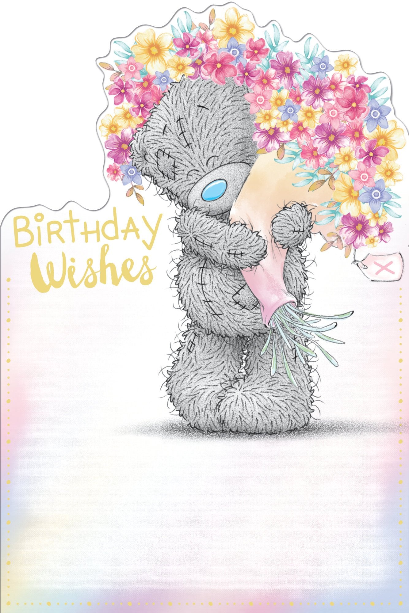 Photograph of Open Birthday Bear & Bouquet Greetings Card at Nicole's Shop