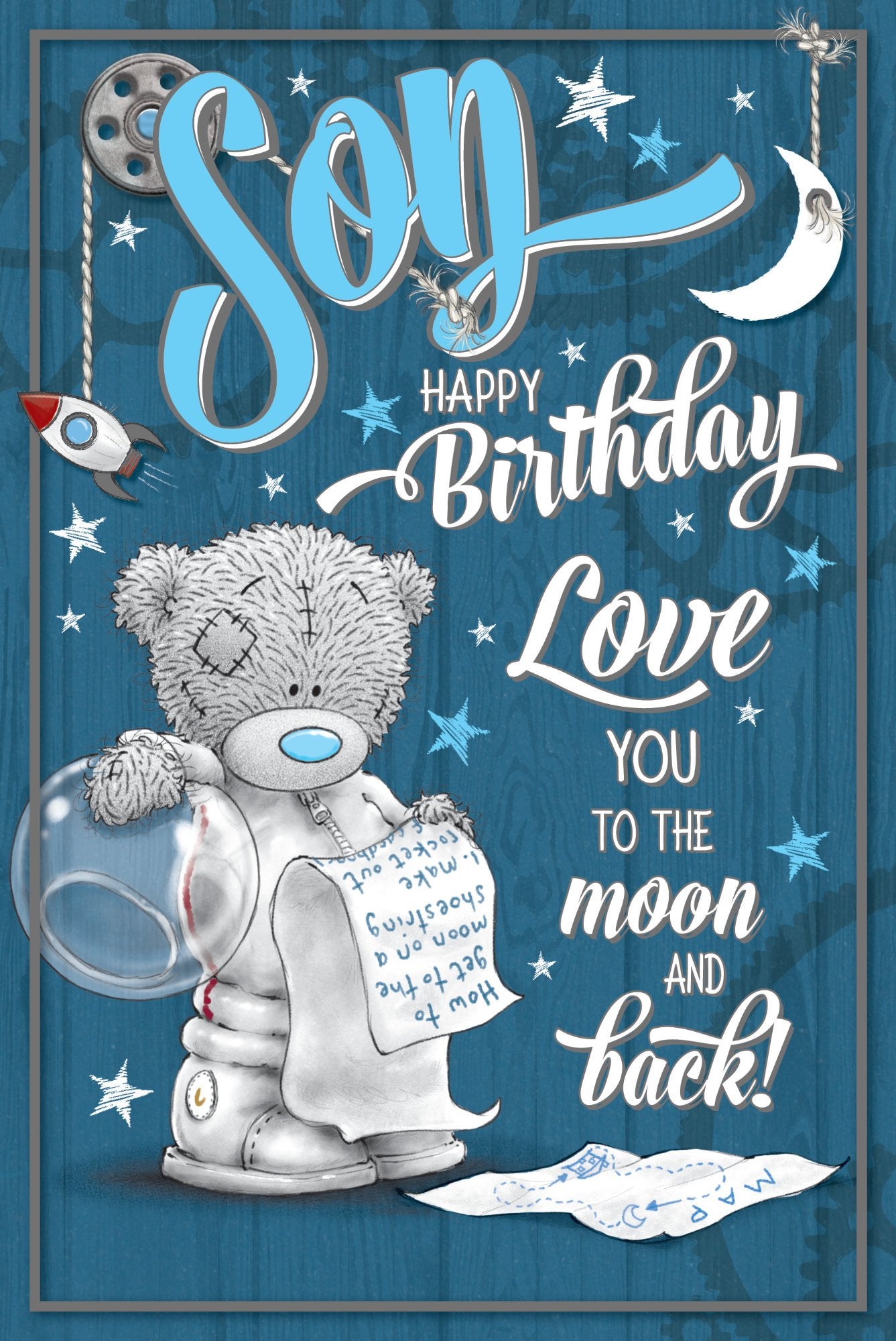 Photograph of Son Birthday Teddy Moon Greetings Card at Nicole's Shop
