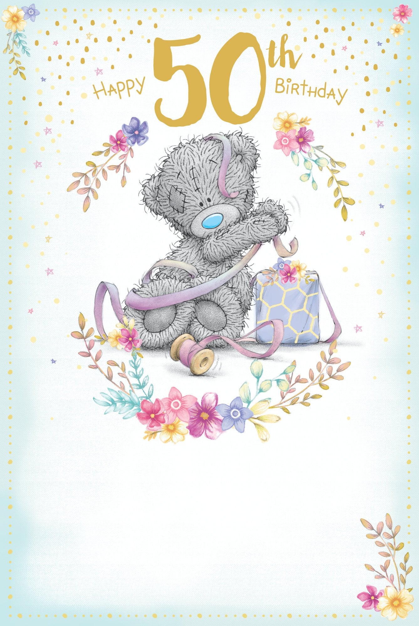 Photograph of 50th Birthday Teddy Bag Greetings Card at Nicole's Shop