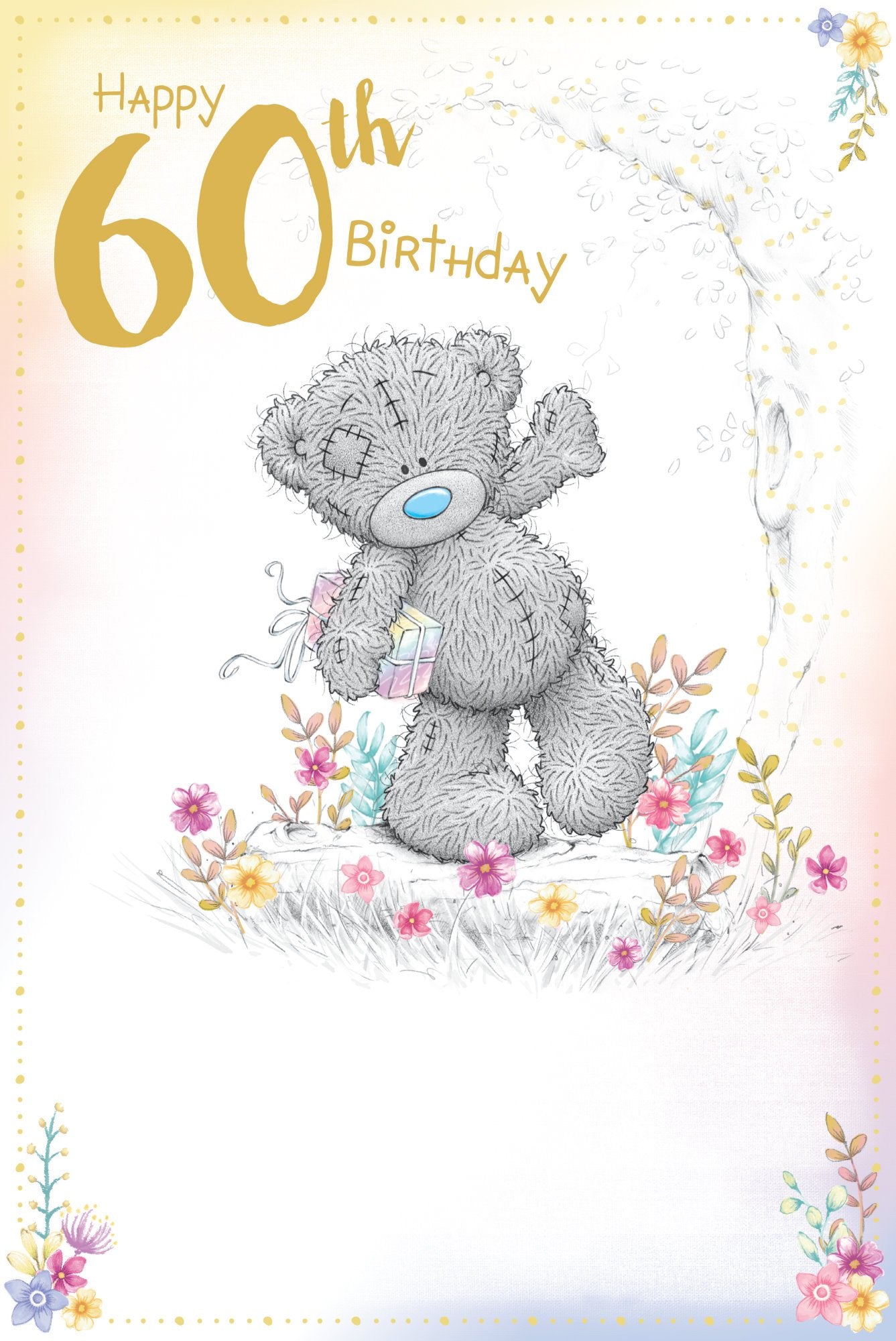 Photograph of 60th Birthday Teddy with Gift Greetings Card at Nicole's Shop