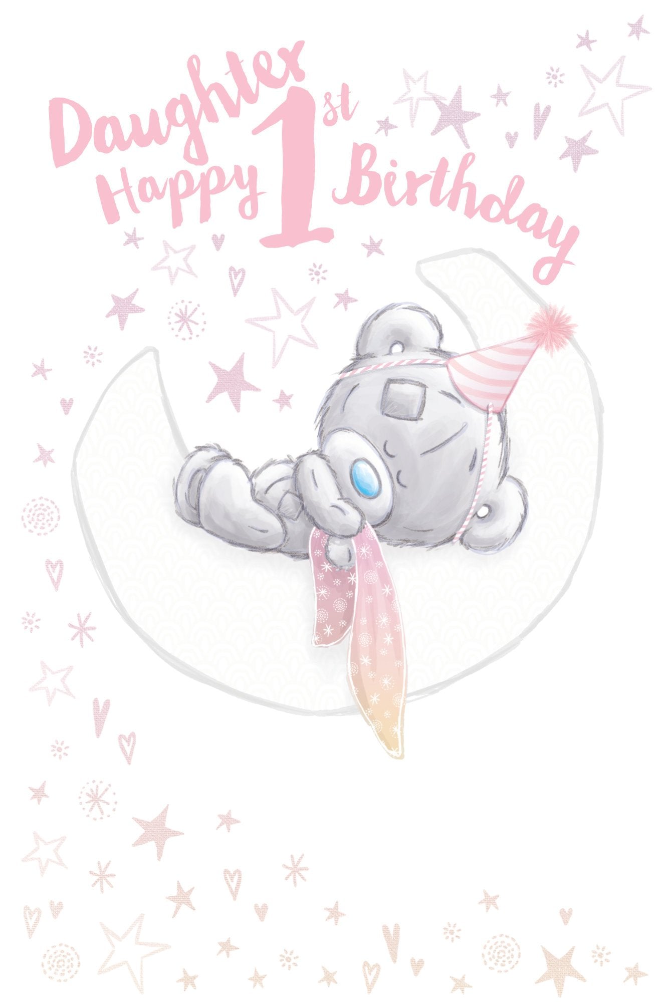 Photograph of Daughter 1st Birthday Teddy Moon Greetings Card at Nicole's Shop