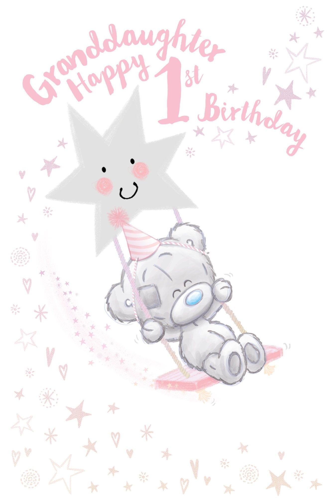 Photograph of Granddaughter 1st Birthday Teddy Swing Greetings Card at Nicole's Shop