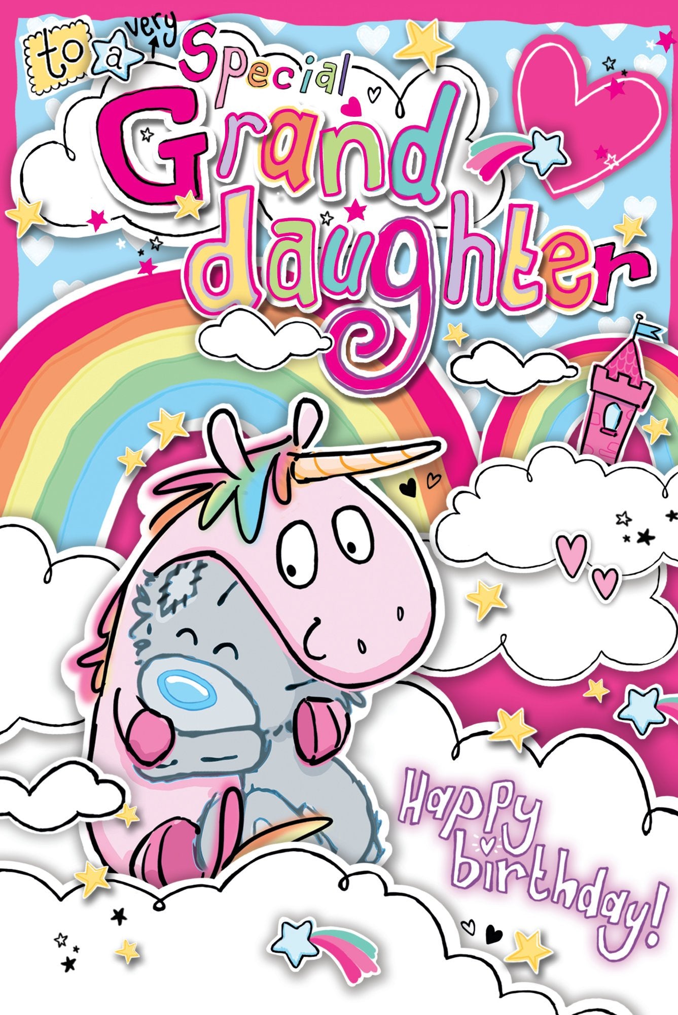 Photograph of Granddaughter Birthday Unicorn Teddy Greetings Card at Nicole's Shop