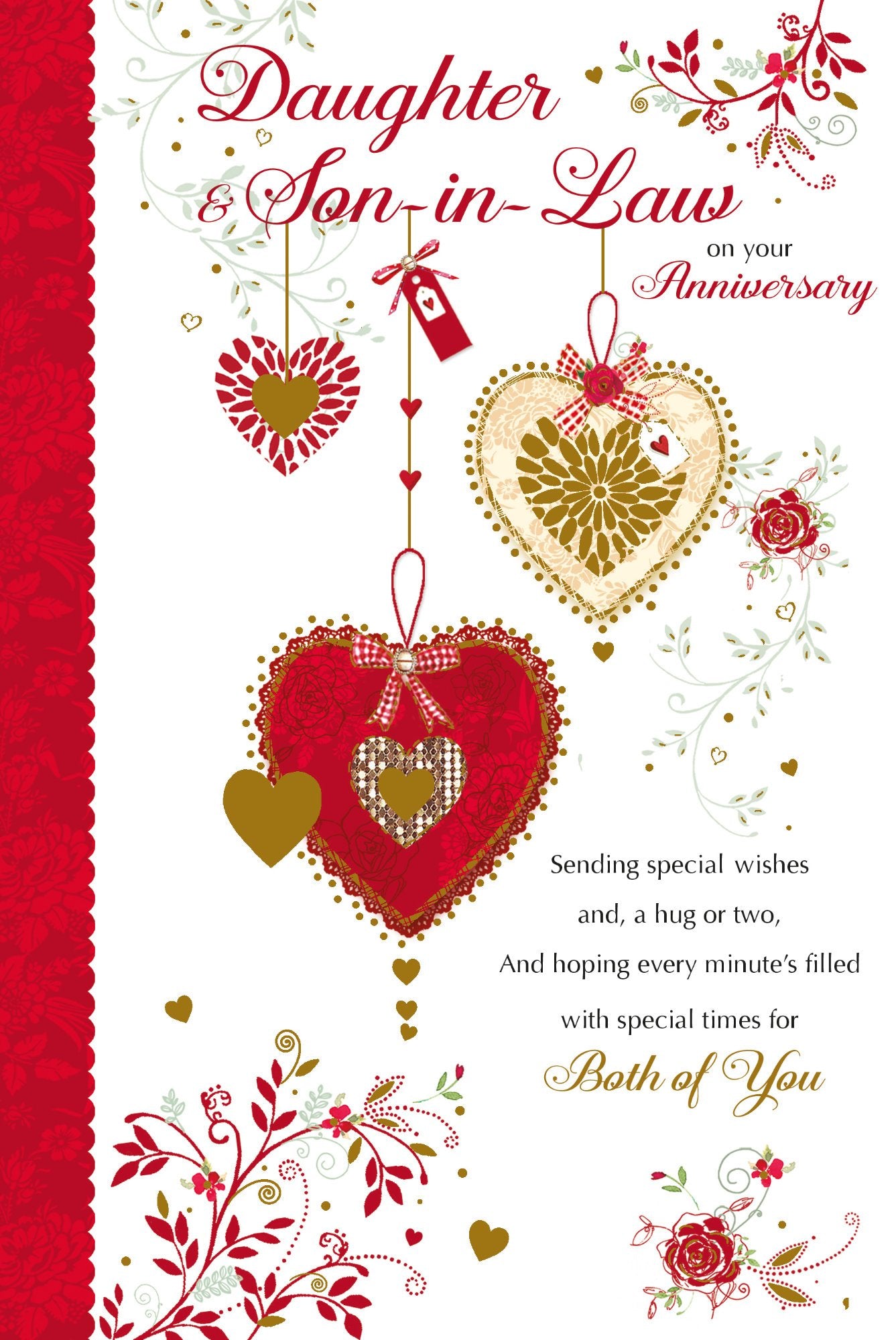 Photograph of Anniversary Daughter & SIL Hang Hearts Greetings Card at Nicole's Shop