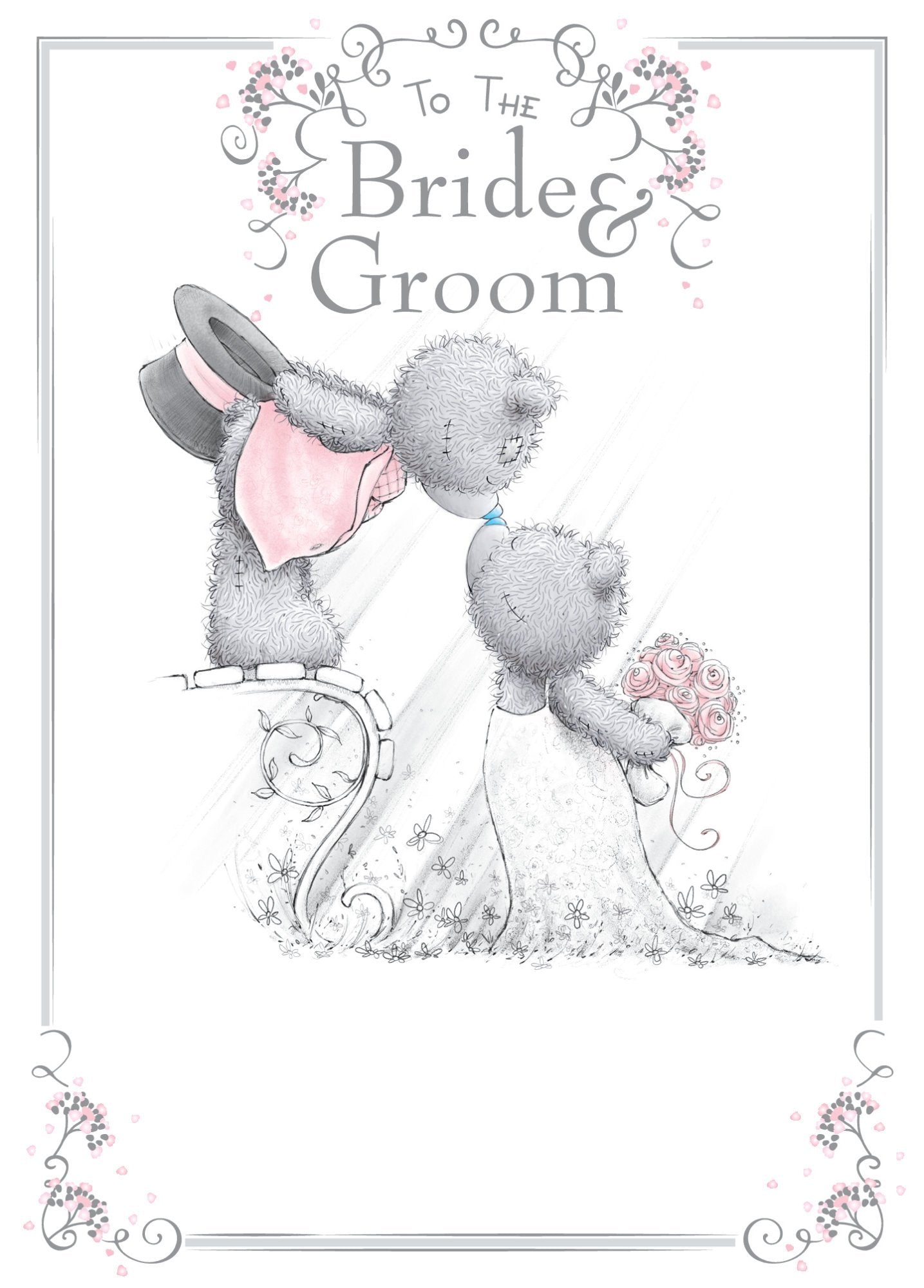 Photograph of Bride & Groom Teddies Kissing Greetings Card at Nicole's Shop