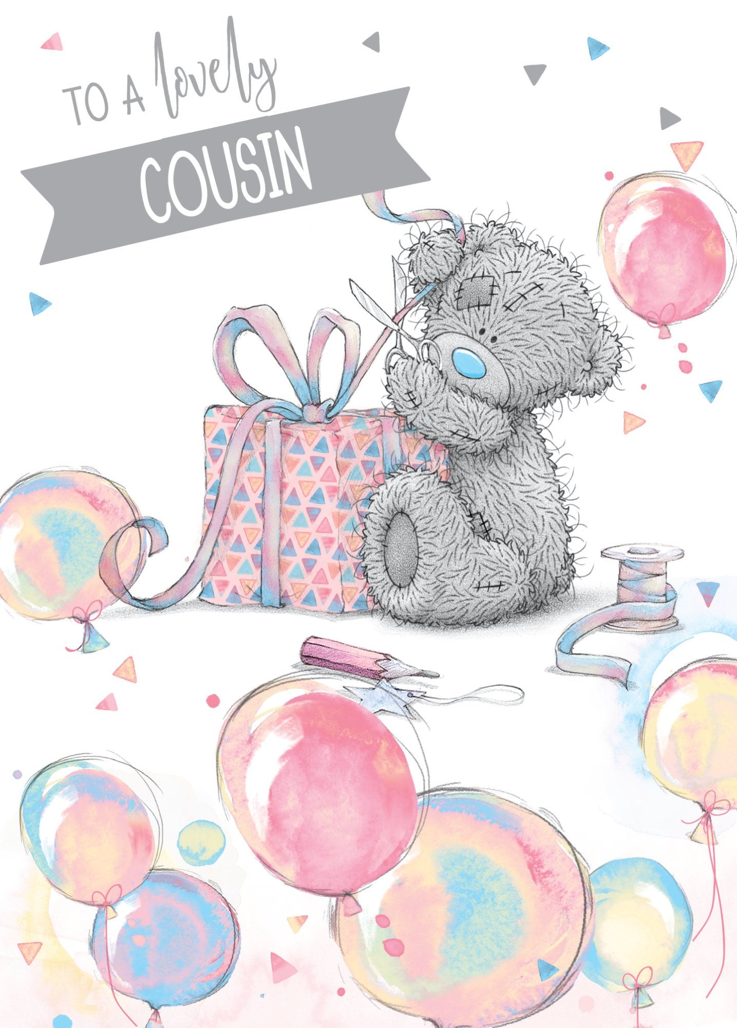 Photograph of Cousin Birthday Teddy Box Greetings Card at Nicole's Shop