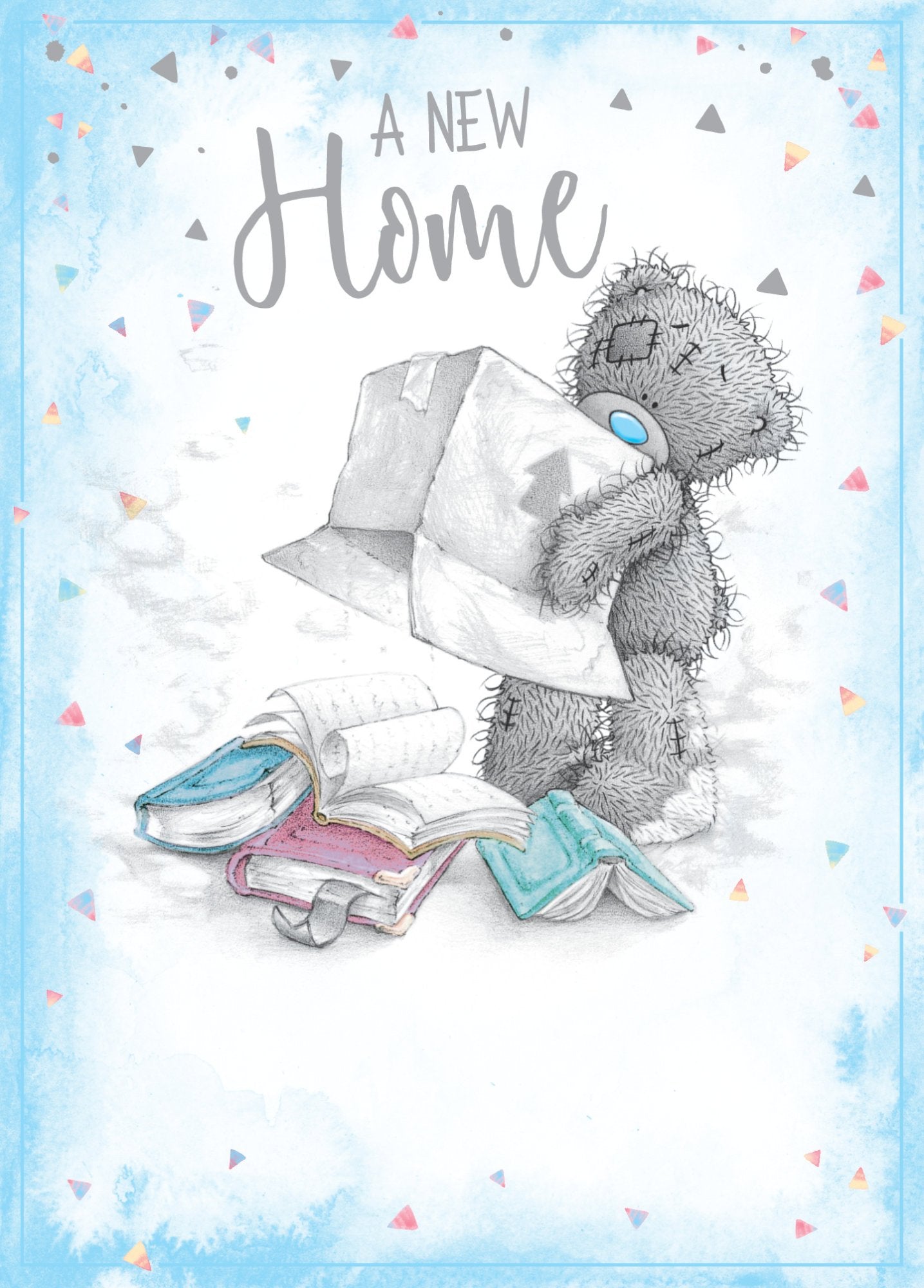 Photograph of New Home Box Broken Teddy Greetings Card at Nicole's Shop