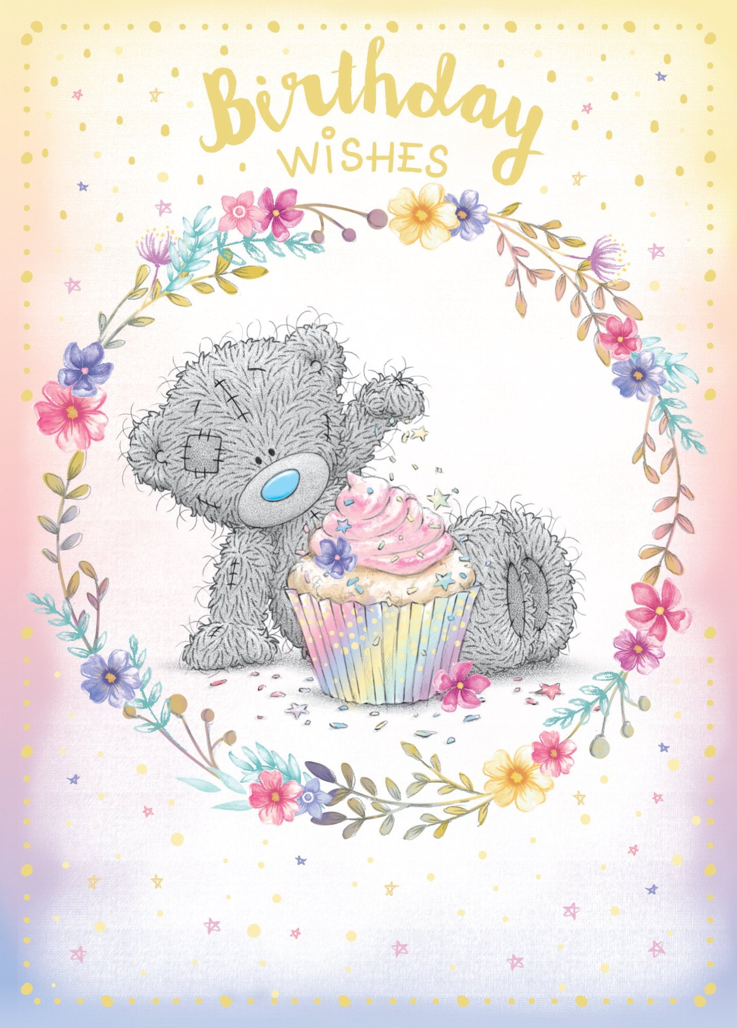 Photograph of Open Birthday Bear & Cup Cake Greetings Card at Nicole's Shop