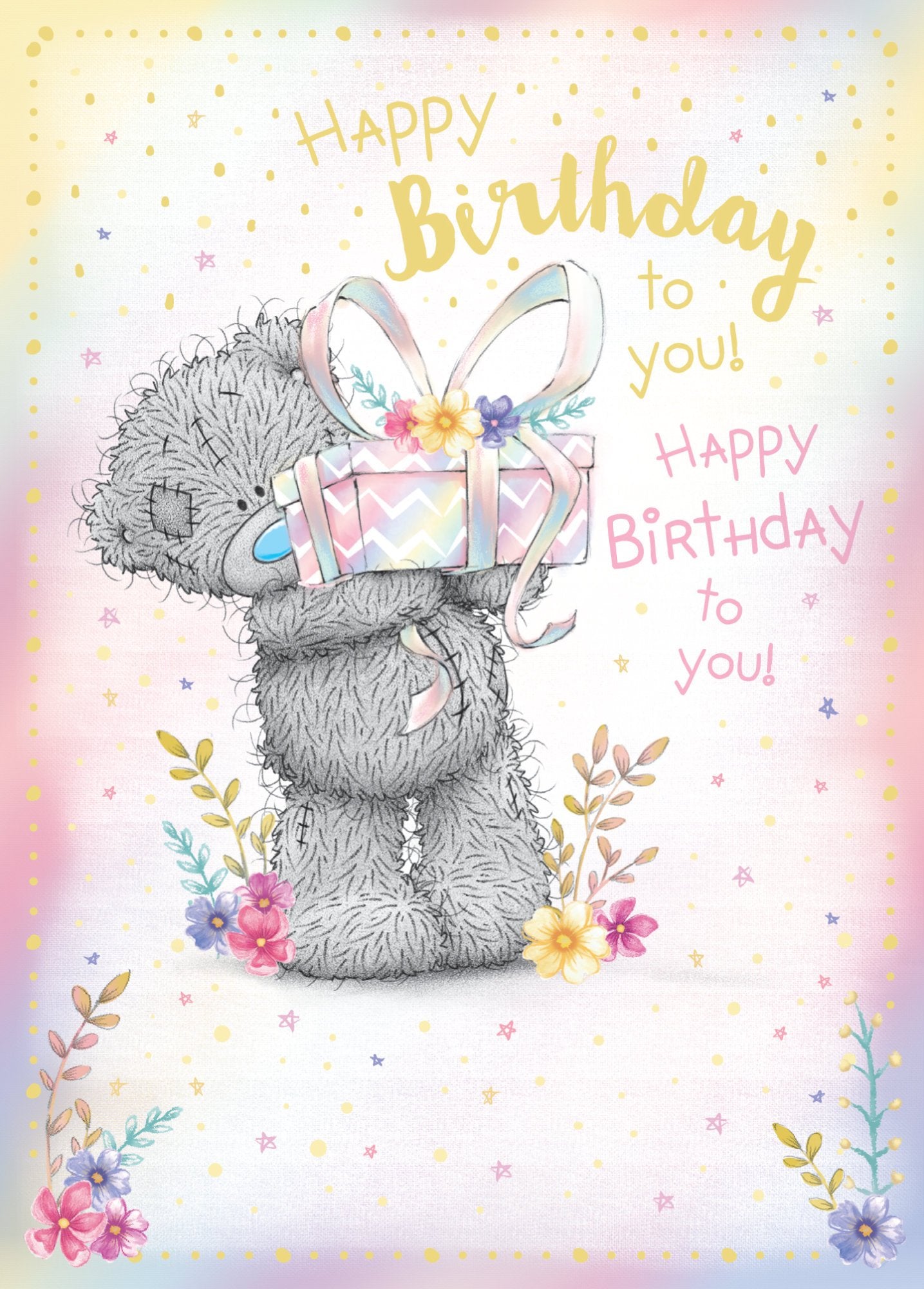Photograph of Open Birthday Bear Holding Gift Greetings Card at Nicole's Shop