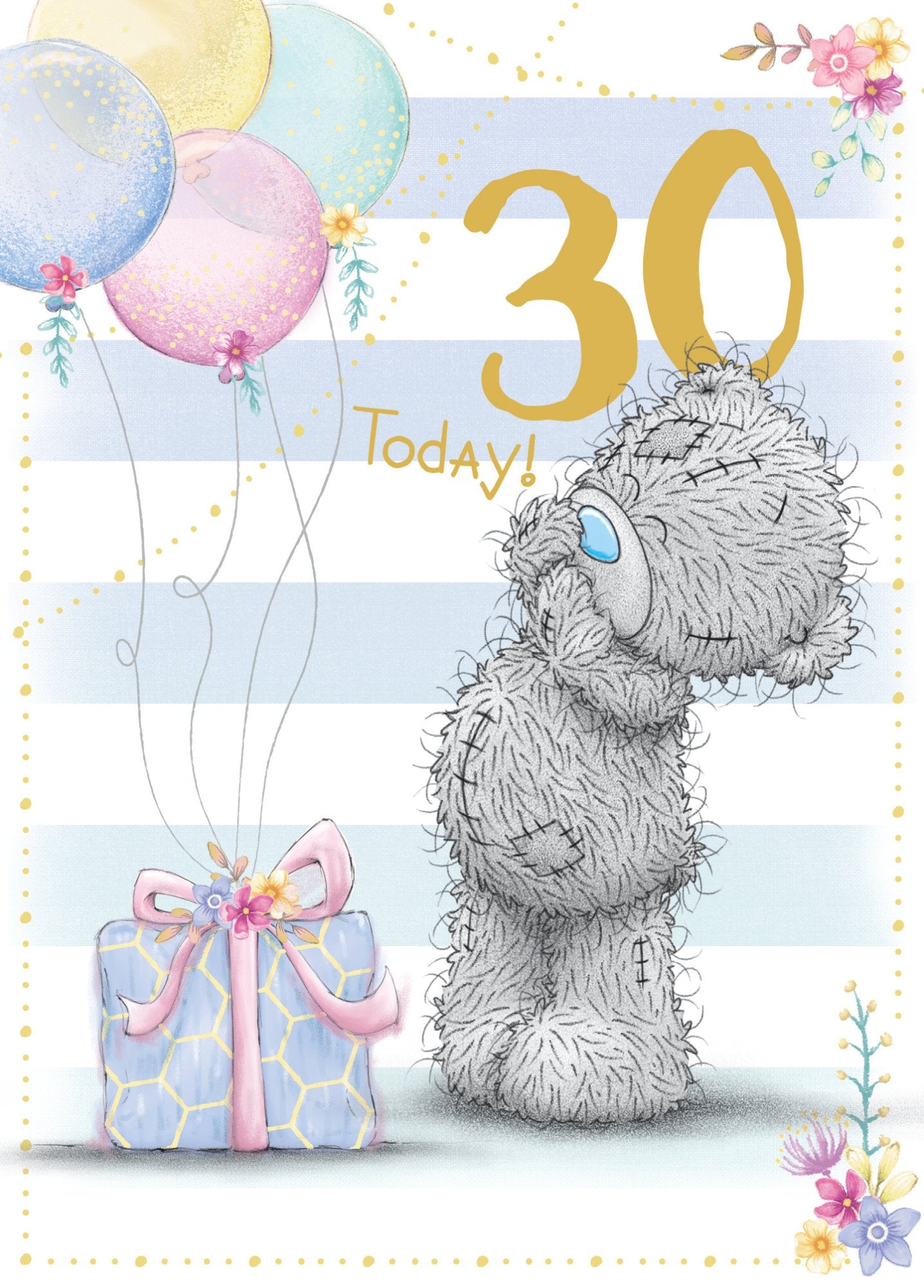 Photograph of 30th Birthday Teddy Balloons Greetings Card at Nicole's Shop