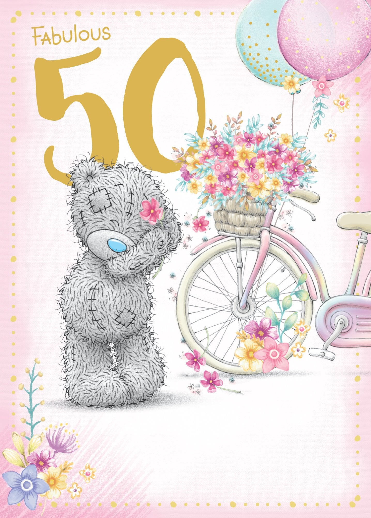 Photograph of 50th Birthday Teddy Bike Greetings Card at Nicole's Shop