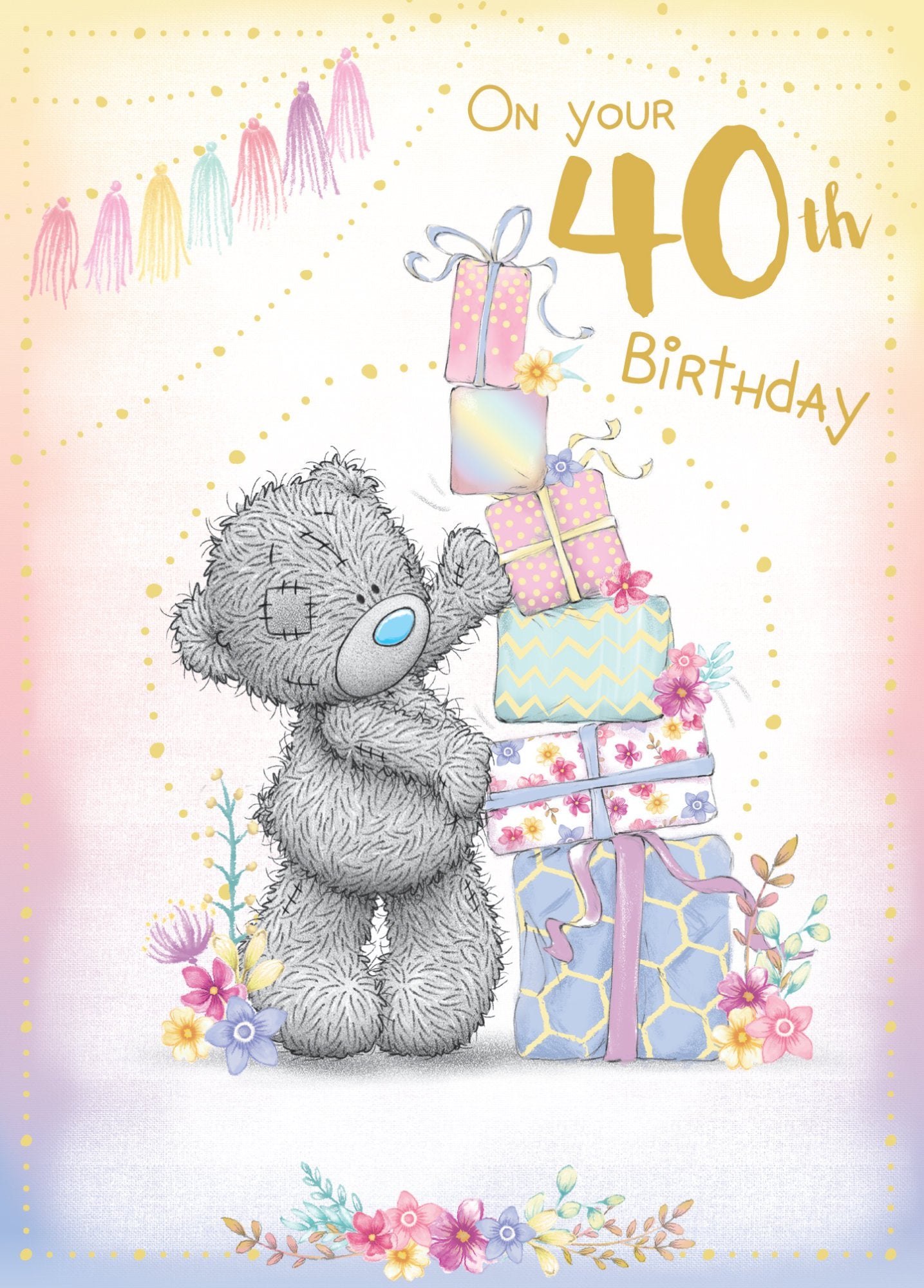 Photograph of 40th Birthday Teddy Presents Greetings Card at Nicole's Shop