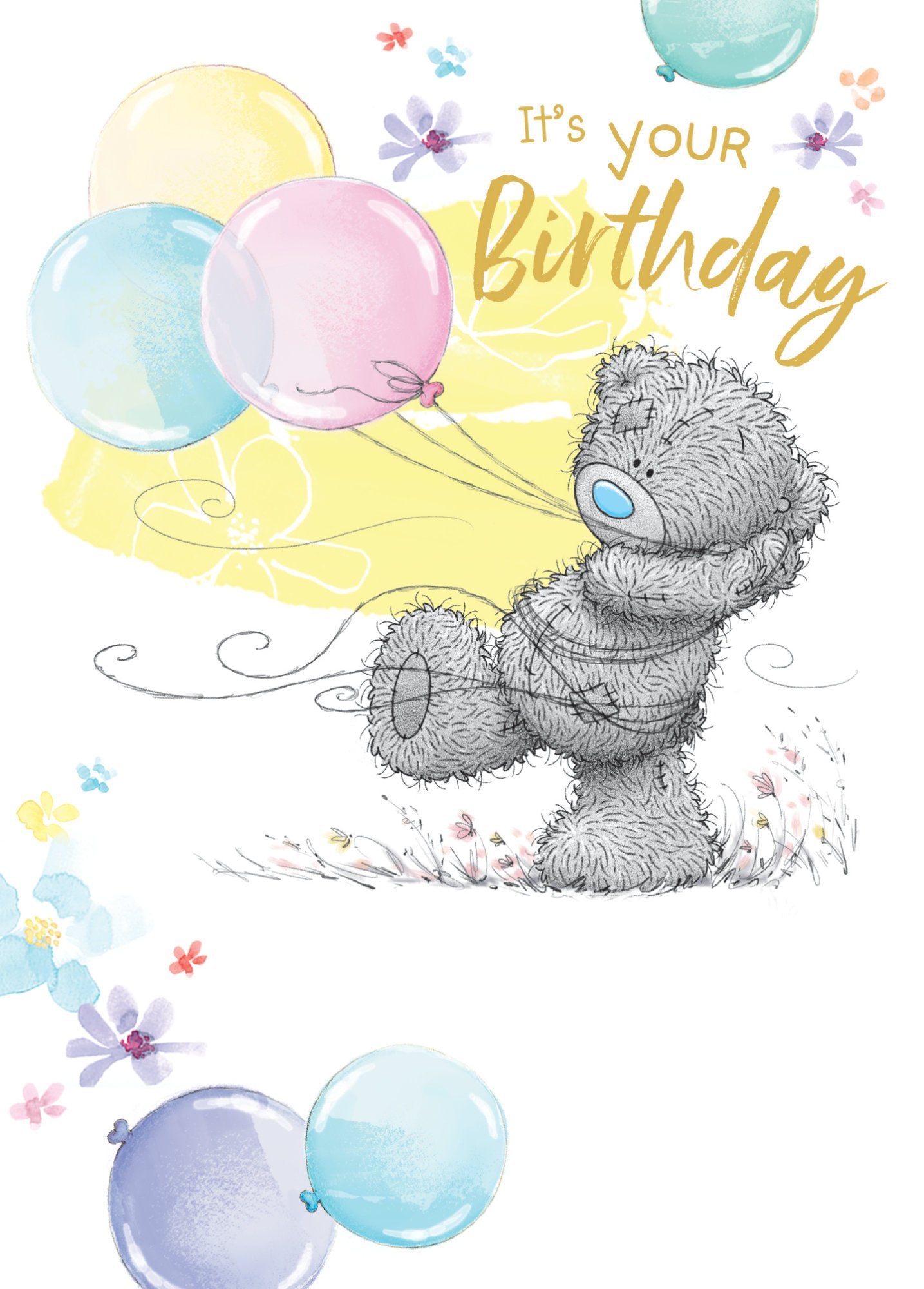Photograph of Bear Flying Balloons Greetings Card at Nicole's Shop