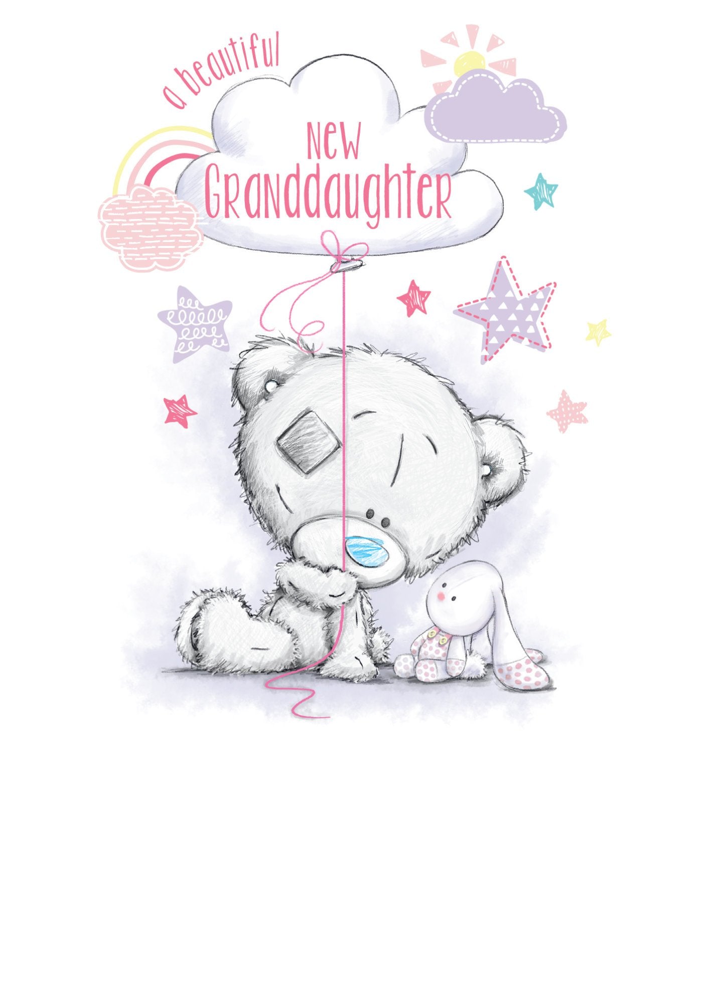 Photograph of Birth Grandaughter Teddy Cloud Greetings Card at Nicole's Shop