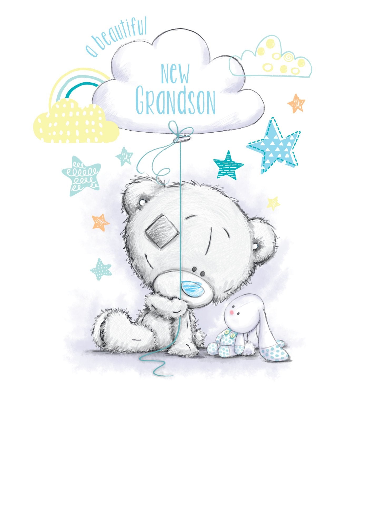 Photograph of Birth Grandson Teddy Cloud Greetings Card at Nicole's Shop