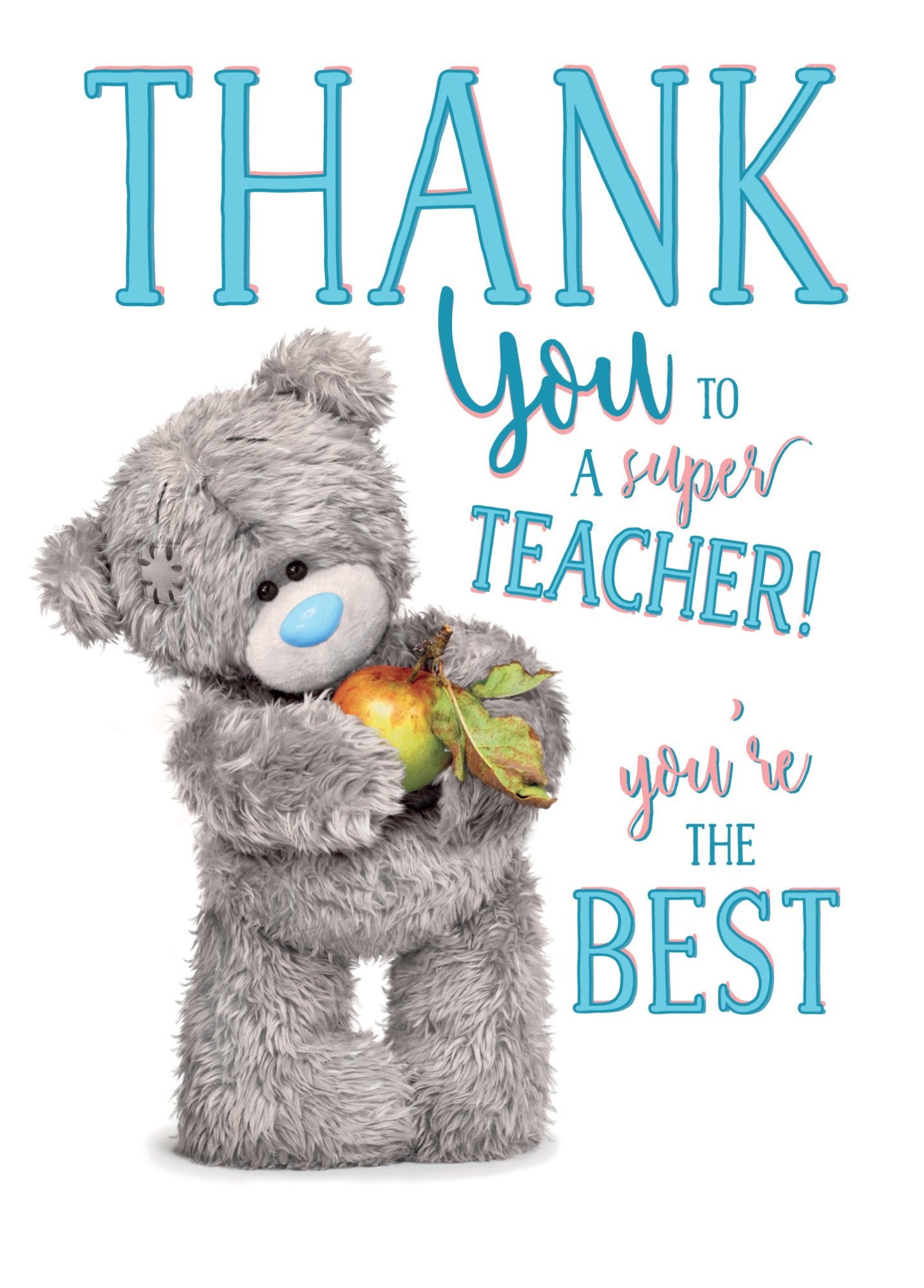 Photograph of Thank You Teacher Teddy Apple Greetings Card at Nicole's Shop