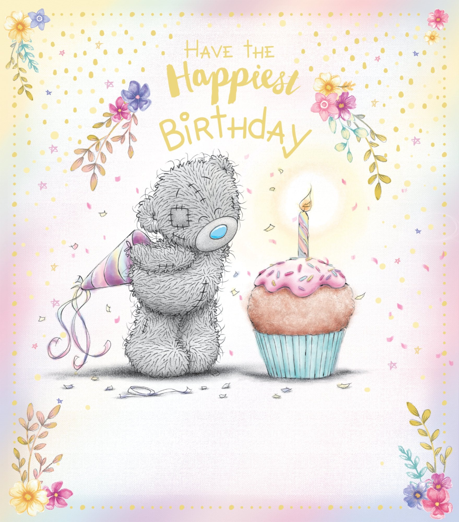 Photograph of Open Birthday Bear & Cupcake Greetings Card at Nicole's Shop