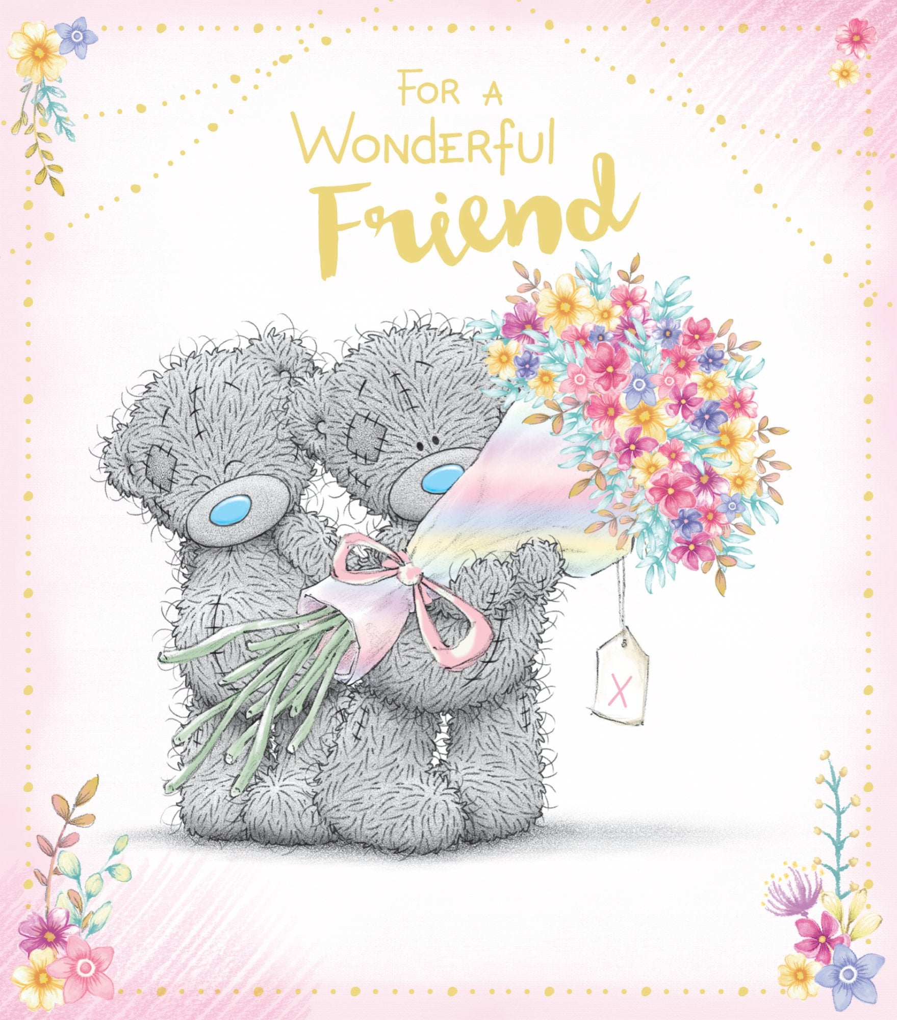 Photograph of Friend Birthday Bears With Bouquet Greetings Card at Nicole's Shop