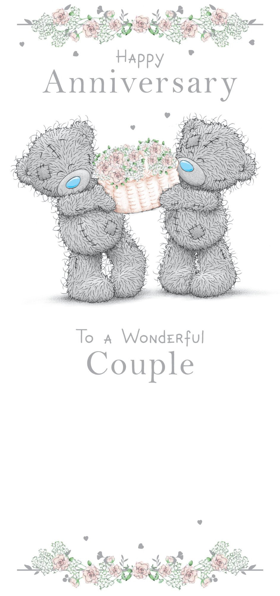 Photograph of Anniversary Couple Teddies Basket Greetings Card at Nicole's Shop