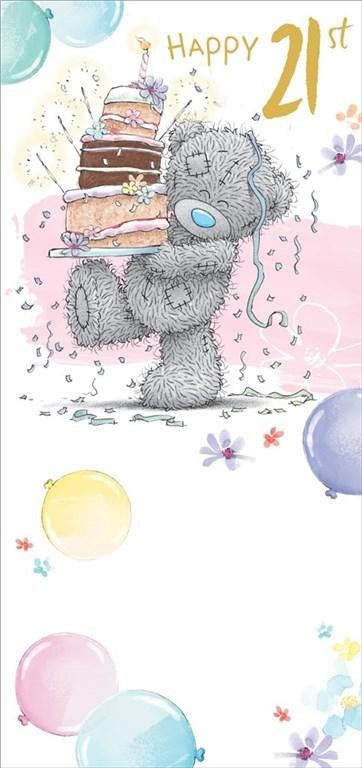21st Birthday Bear with Cake Card by Me to You