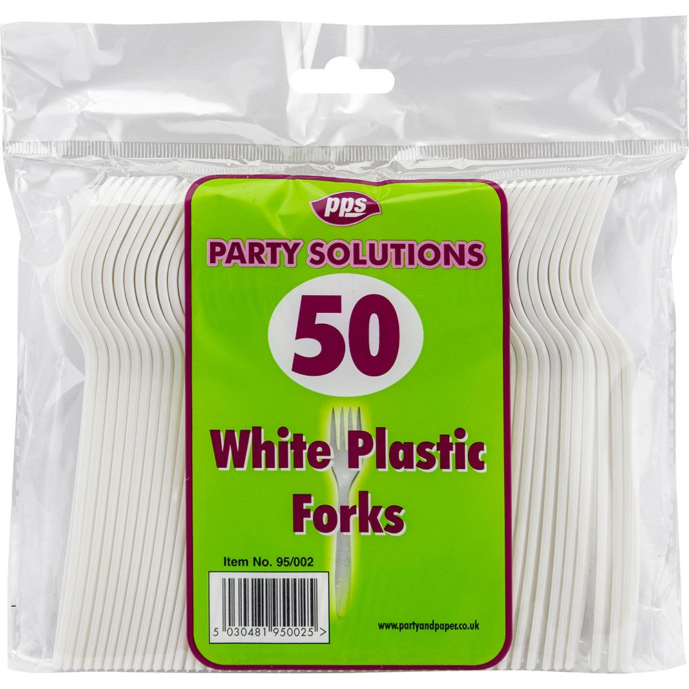 White Plastic Forks Pack of 50