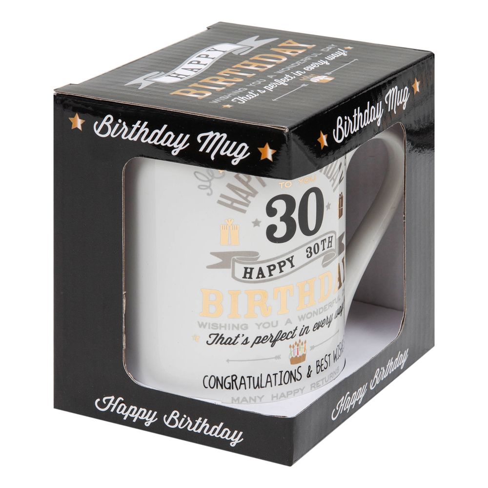 Photo of Mug 30th Birthday Sinography Silver & Gold in Box