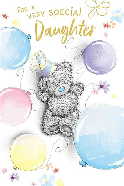 Daughter Birthday Bear & Balloons Card