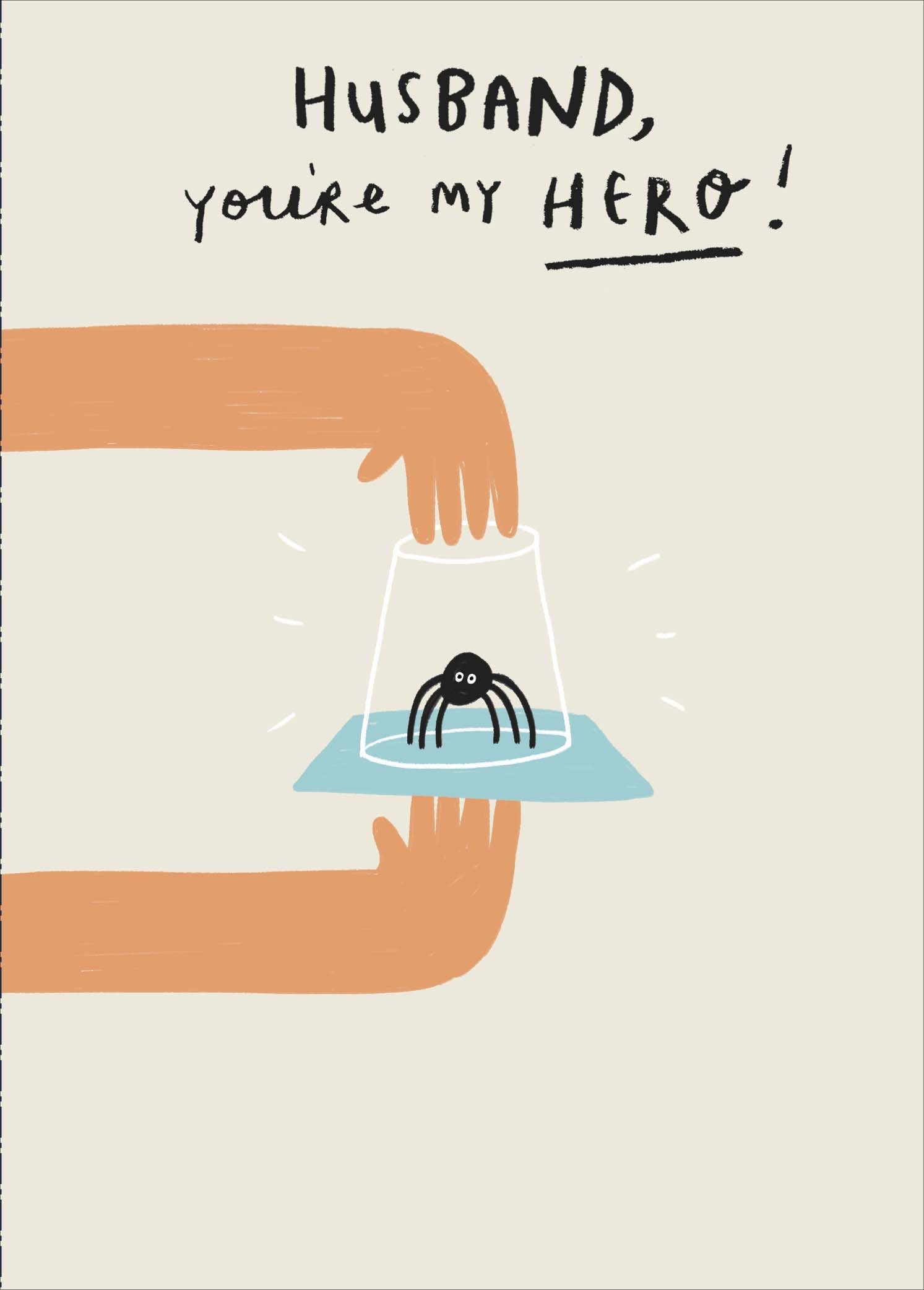 Front of Husband You're My Hero Birthday Greetings Card
