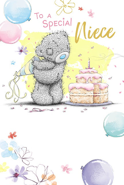 Niece Birthday Bear With Cake Card by Me to You