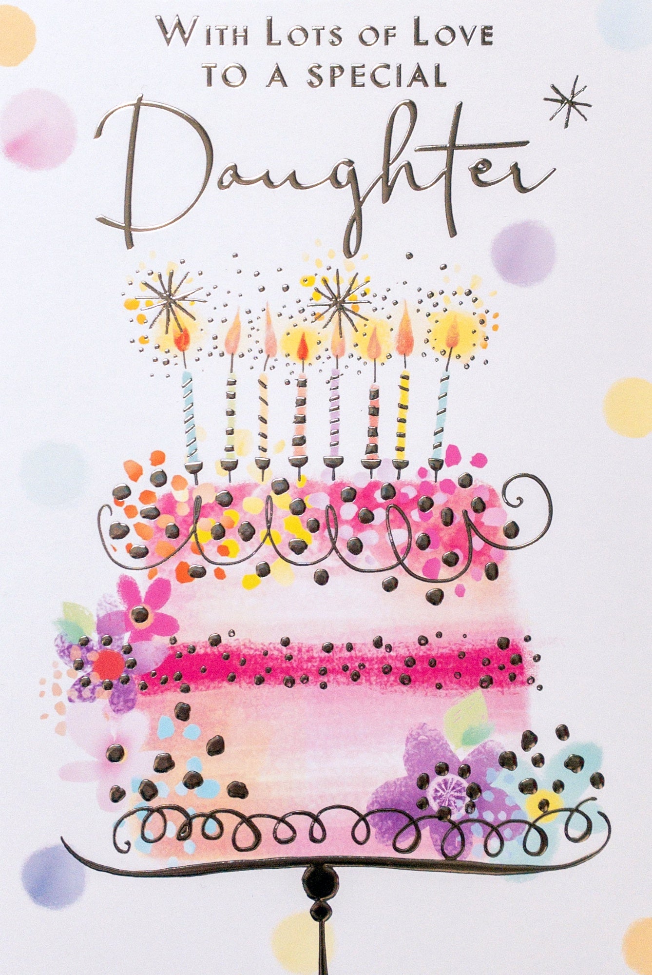 Daughter Sparkle Cake Birthday Card