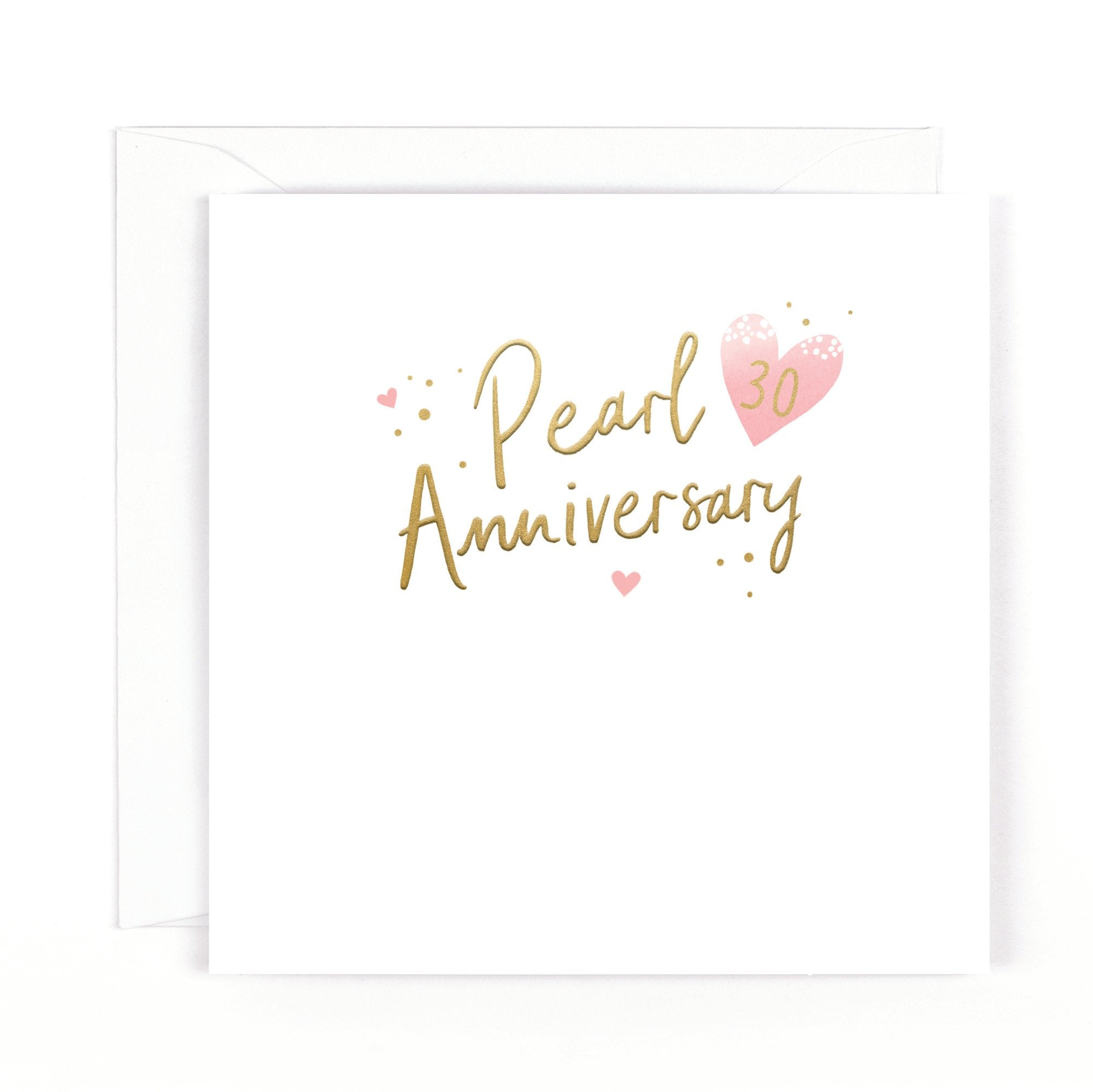 Photograph of Anniversary 30th Pearl Hearts Greetings Card at Nicole's Shop