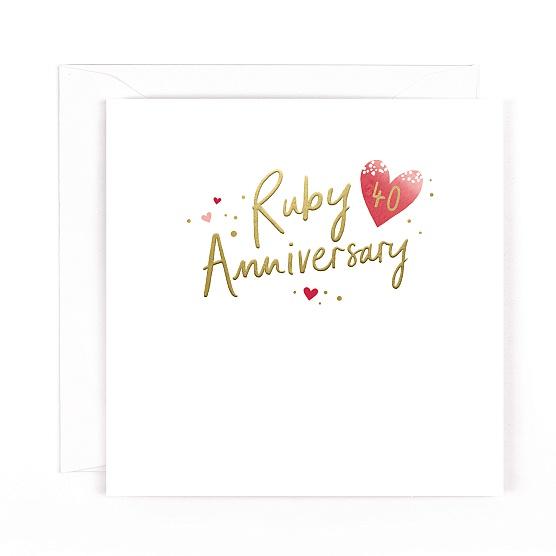 Photograph of Anniversary 40th Ruby Hearts Greetings Card at Nicole's Shop