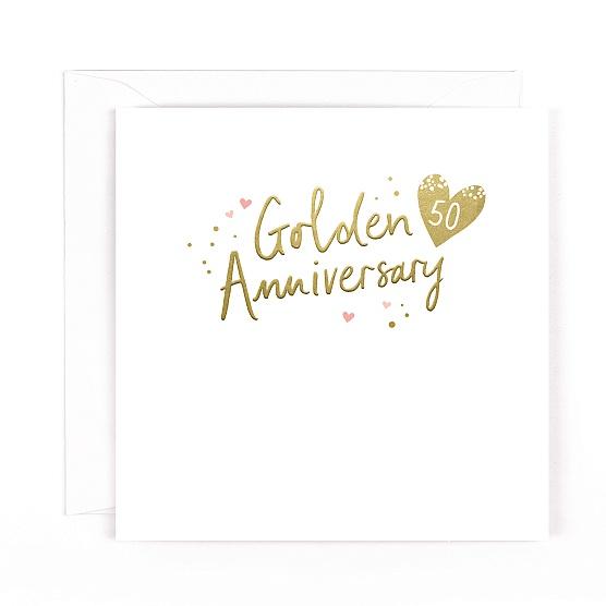 Photograph of Anniversary 50th Golden Hearts Greetings Card at Nicole's Shop
