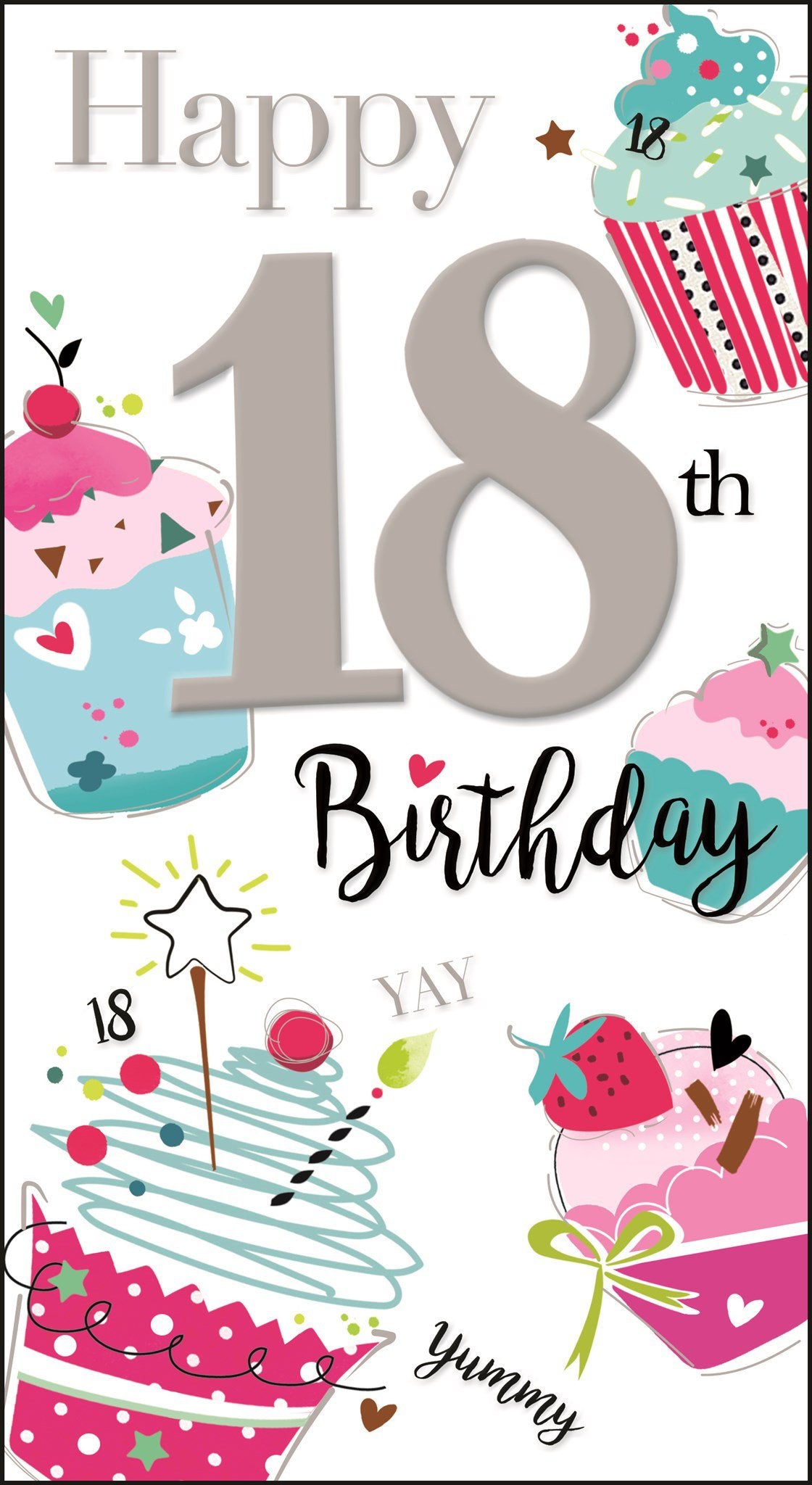 Front of 18th Birthday Cupcakes Greetings Card