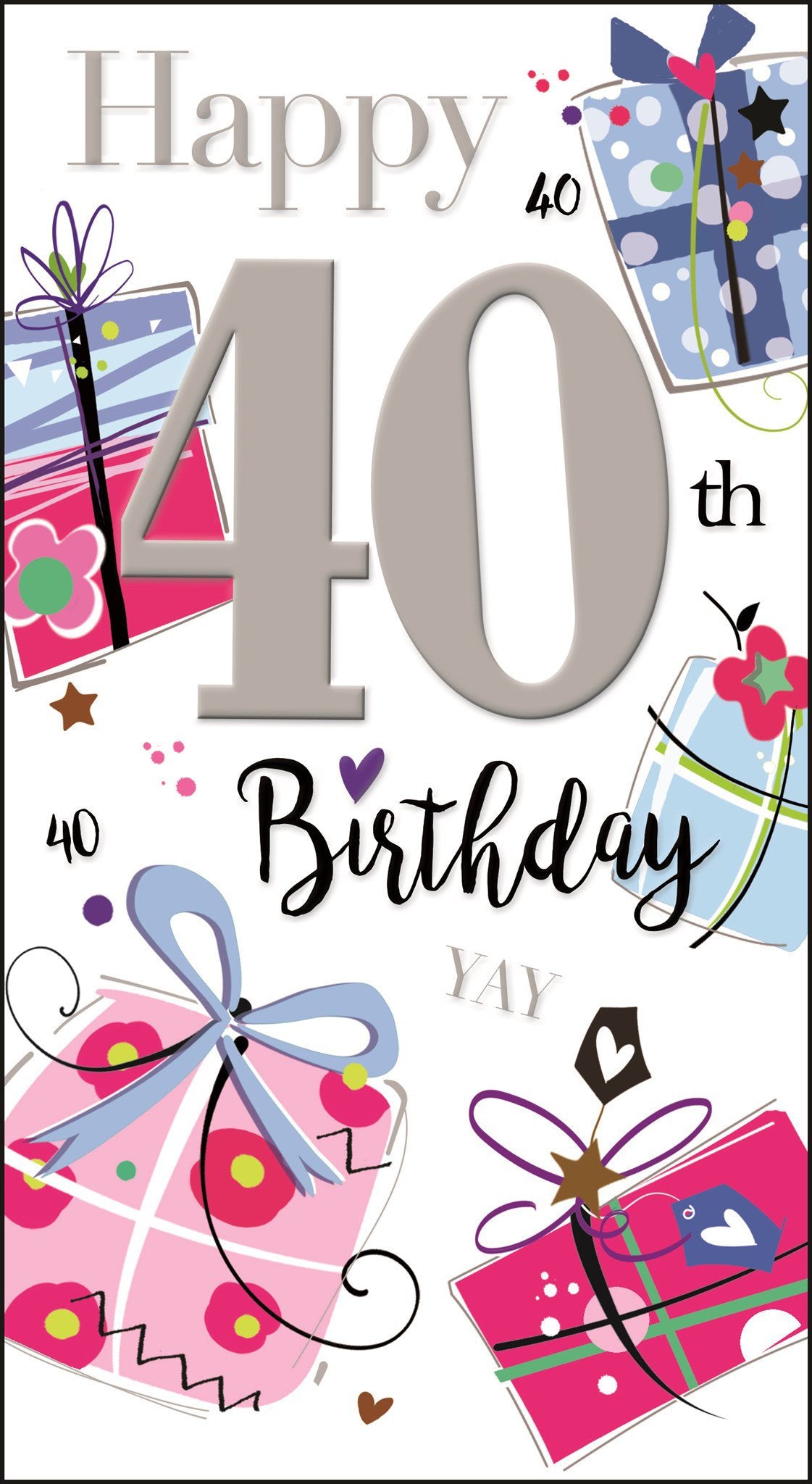 Front of 40th Birthday Presents Greetings Card