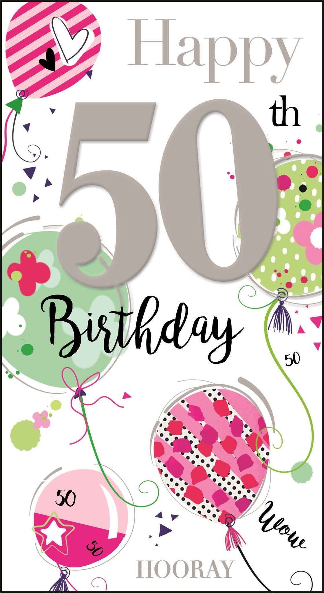 Front of 50th Birthday Balloons Greetings Card